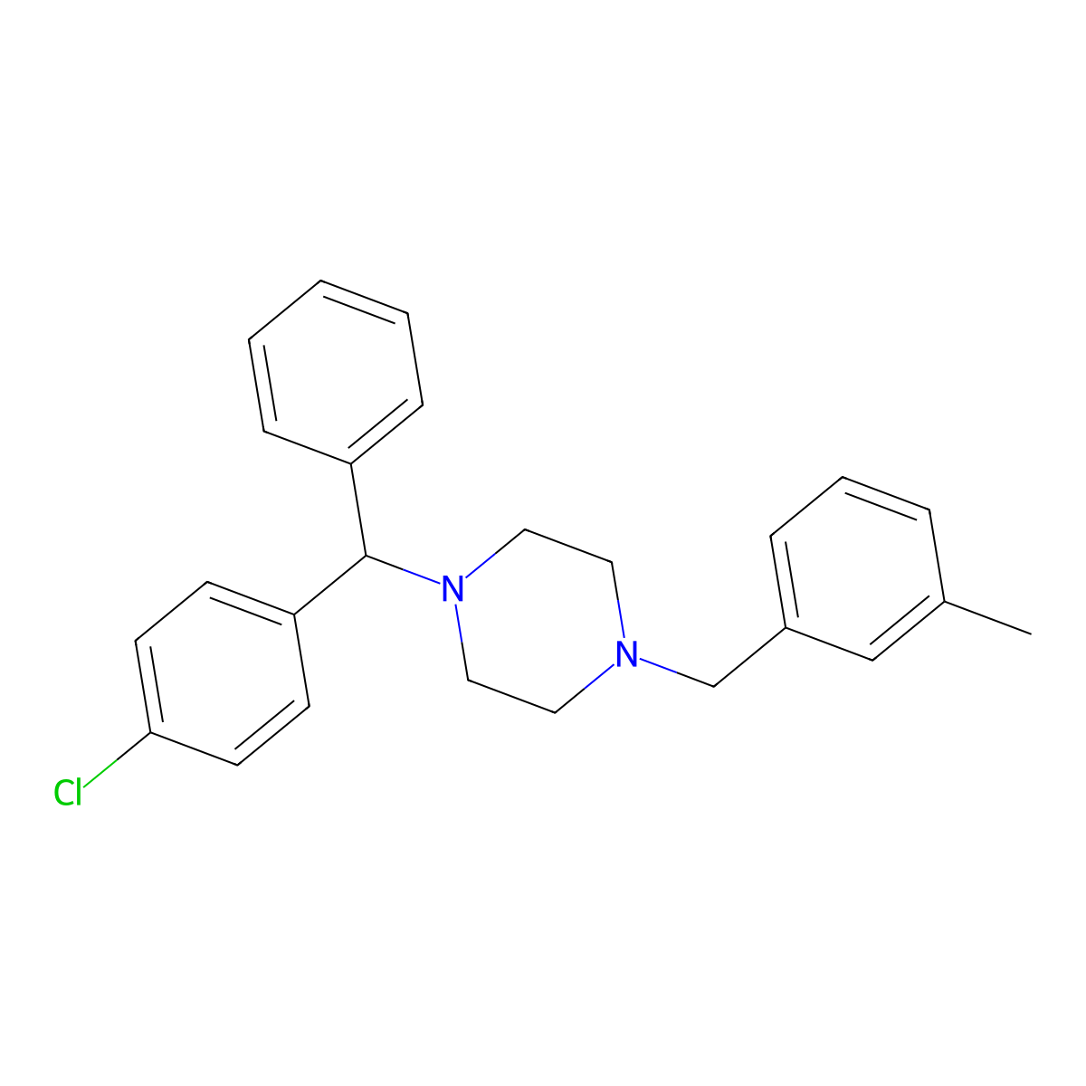 Meclizine molecular structure, CAS 569-65-3