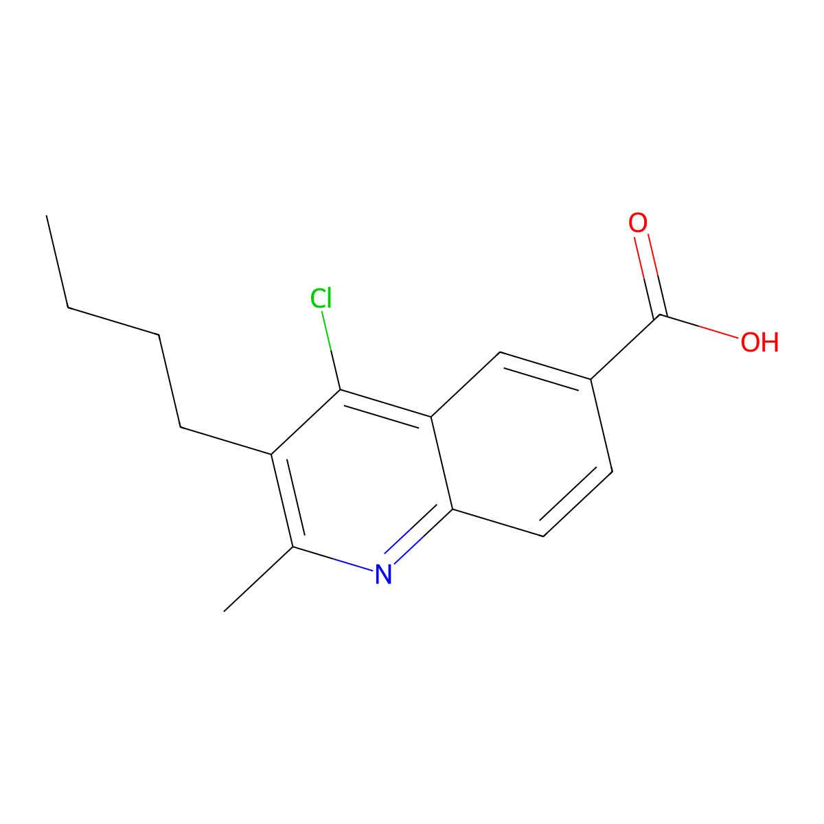 3-Butyl-4-chloro-2-methyl-quinoline-6-carboxylic acid molecular structure, CAS 5690-94-8