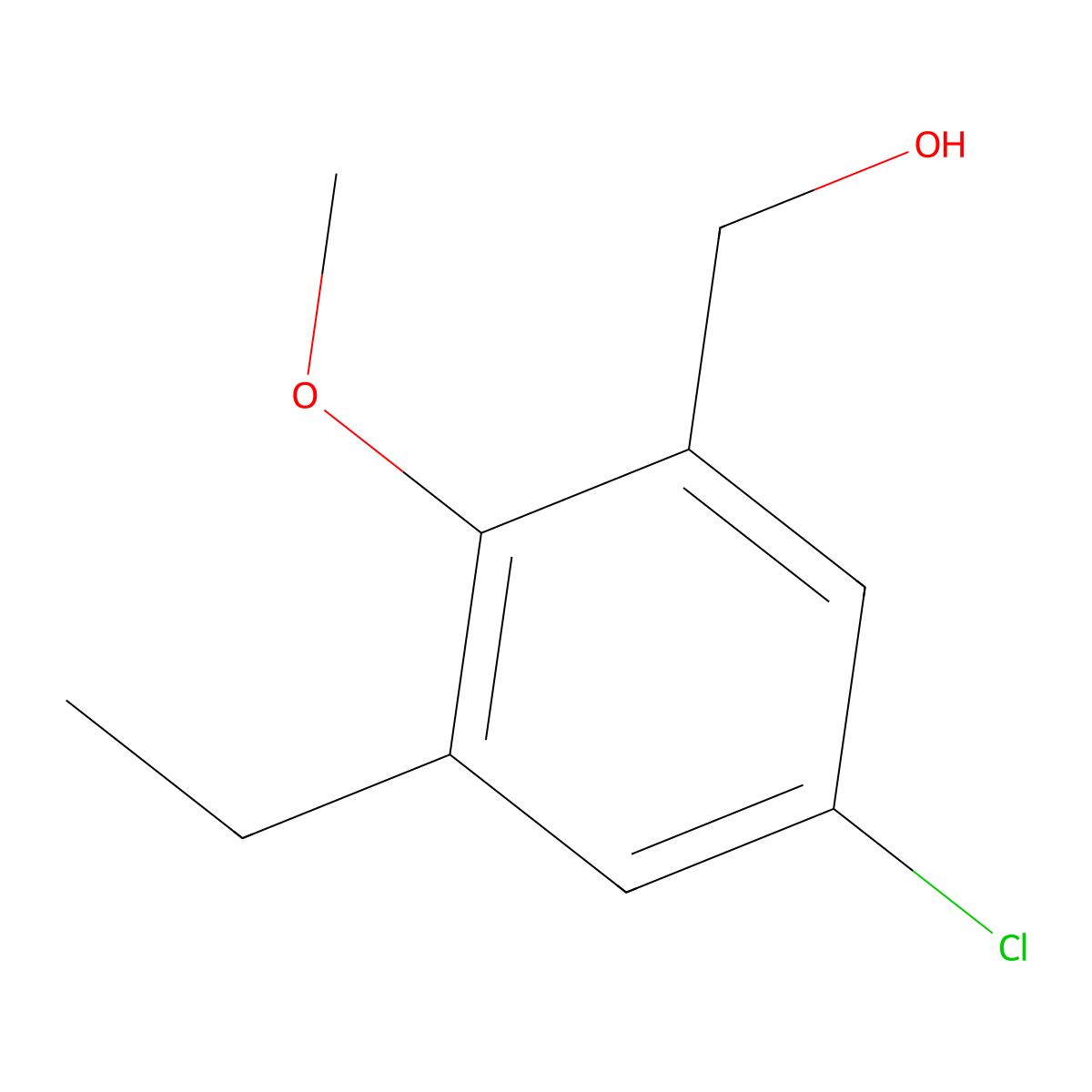 Benzenemethanol, 5-chloro-3-ethyl-2-methoxy- molecular structure, CAS 56911-75-2