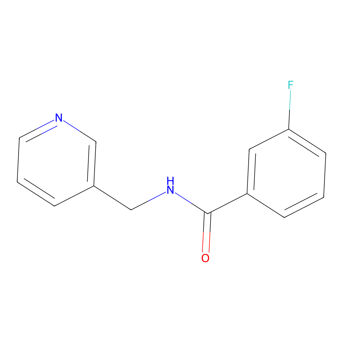 3-fluoro-N-(pyridin-3-ylmethyl)benzamide molecular structure, CAS 56913-60-1