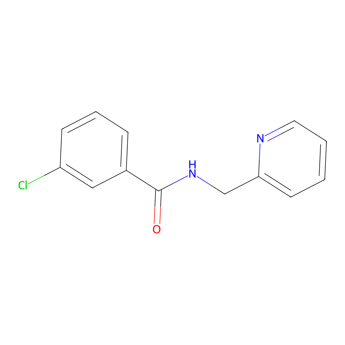 3-chloro-N-(pyridin-2-ylmethyl)benzamide molecular structure, CAS 56913-61-2