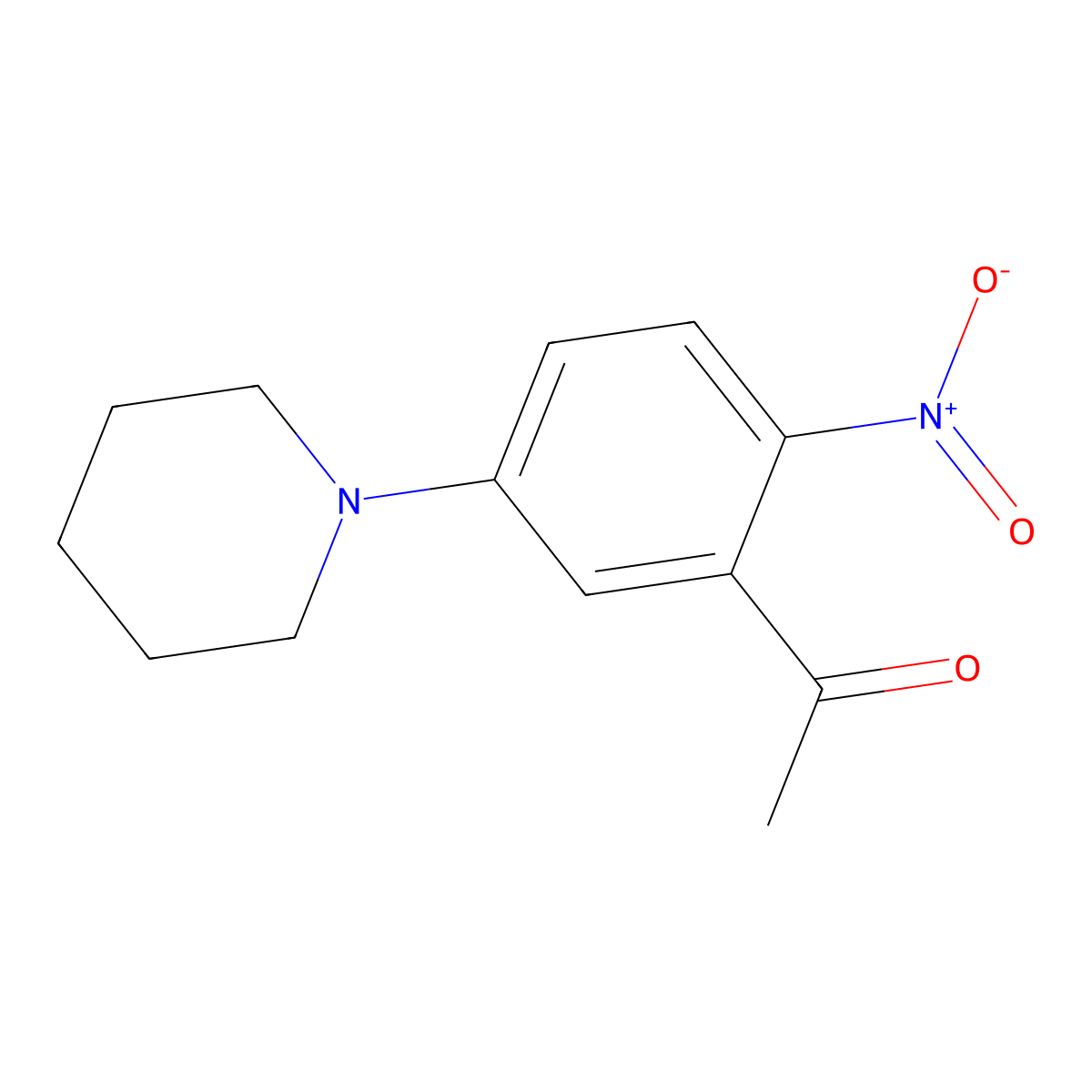 1-(2-Nitro-5-piperidinophenyl)-1-ethanone molecular structure, CAS 56915-86-7