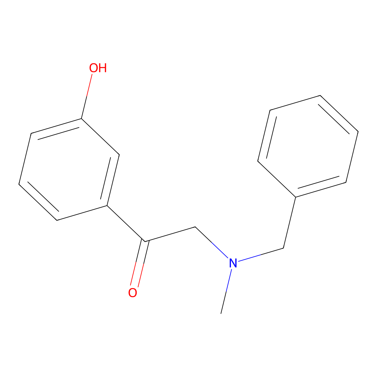 1-(3-Hydroxyphenyl)-2-(methyl(phenylmethyl)amino)ethanone molecular structure, CAS 56917-44-3
