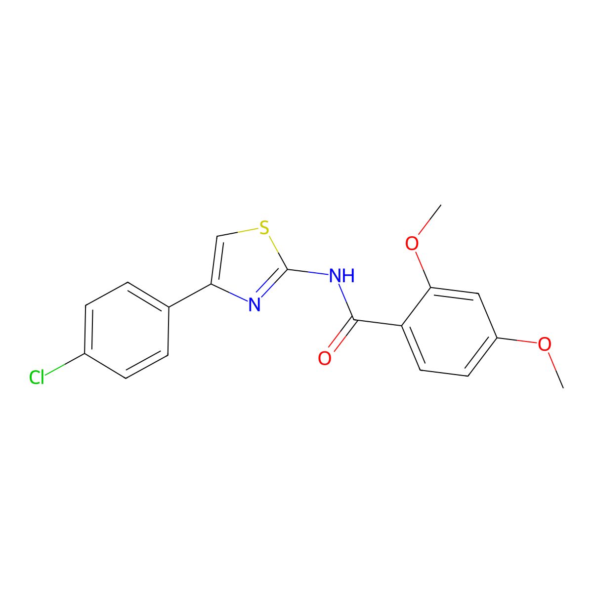 N-[4-(4-chlorophenyl)-1,3-thiazol-2-yl]-2,4-dimethoxybenzamide molecular structure, CAS 5692-51-3