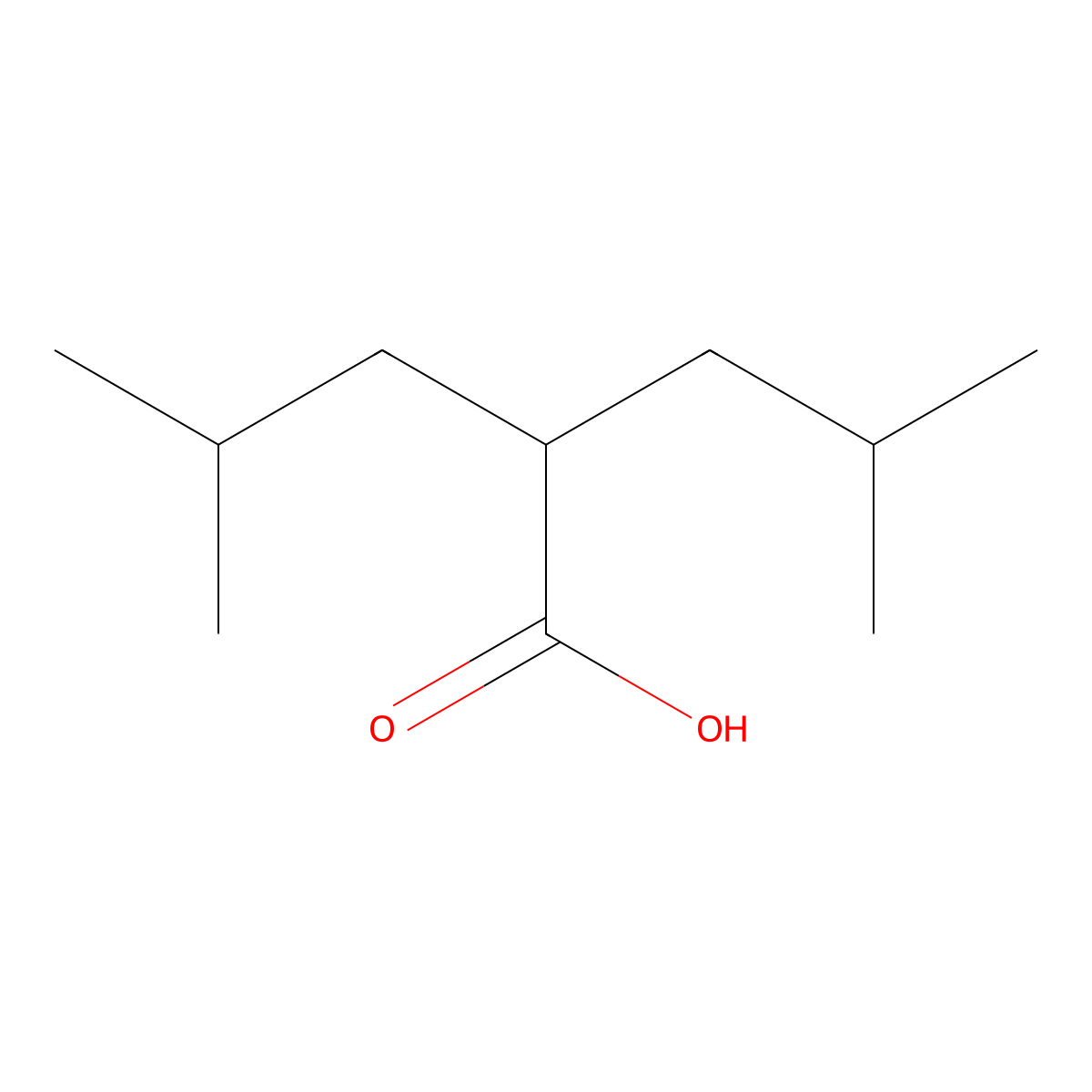 4-Methyl-2-(2-methylpropyl)pentanoic acid molecular structure, CAS 5692-62-6