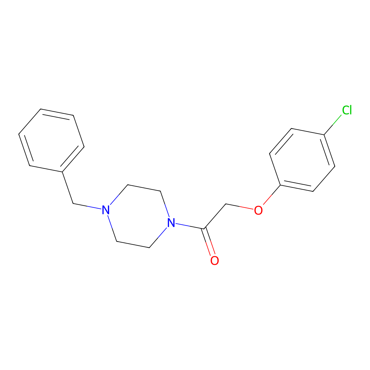 1-(4-Benzylpiperazin-1-yl)-2-(4-chlorophenoxy)ethanone molecular structure, CAS 5692-90-0