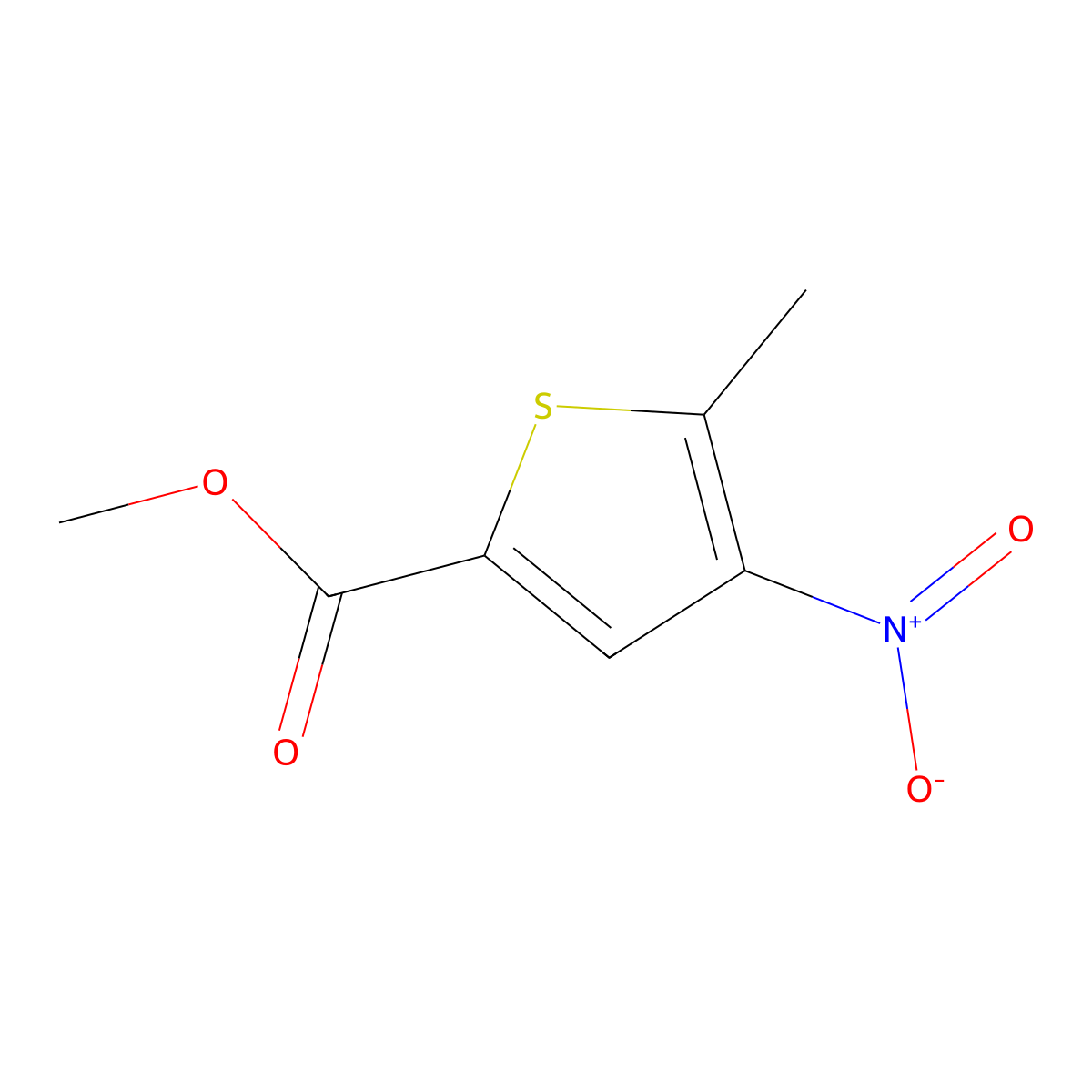 Methyl 5-methyl-4-nitrothiophene-2-carboxylate molecular structure, CAS 56921-01-8