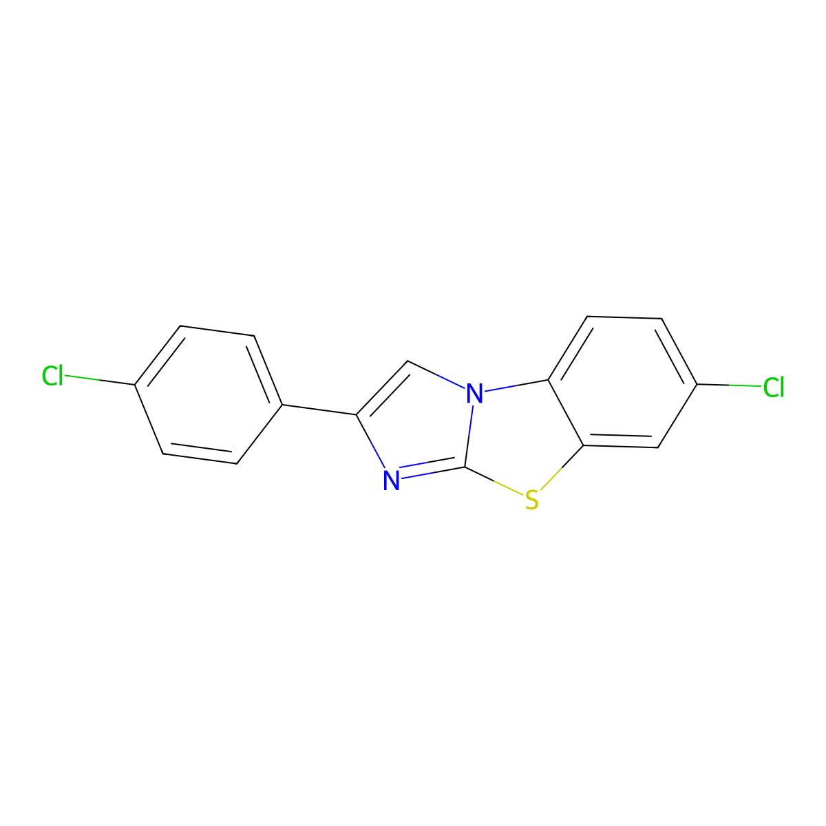 7-Chloro-2-(4-chlorophenyl)imidazo[2,1-b]benzothiazole molecular structure, CAS 56921-73-4