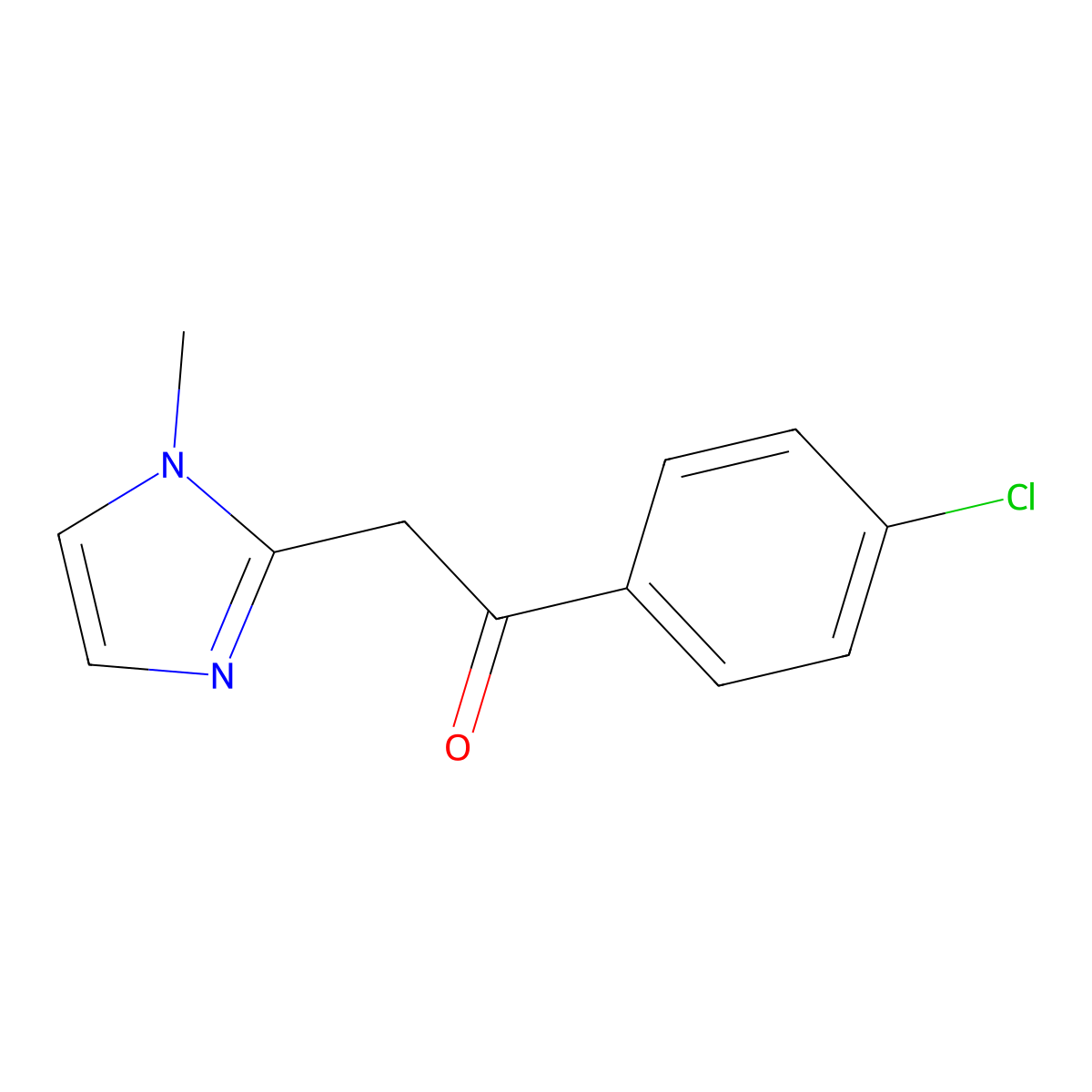 Ethanone, 1-(4-chlorophenyl)-2-(1-methyl-1H-imidazol-2-yl)- molecular structure, CAS 56923-88-7