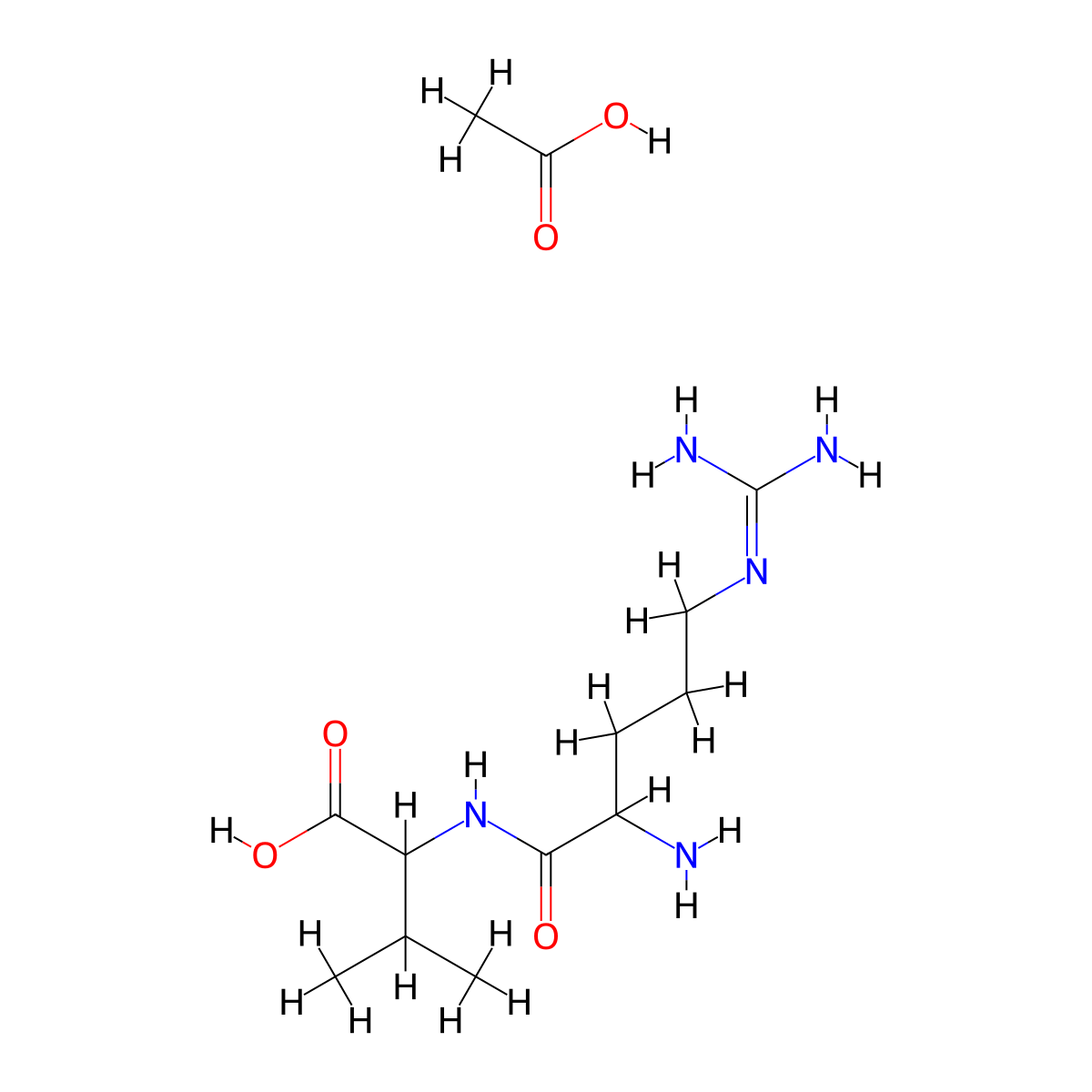 Arg-val acetate salt molecular structure, CAS 56926-65-9