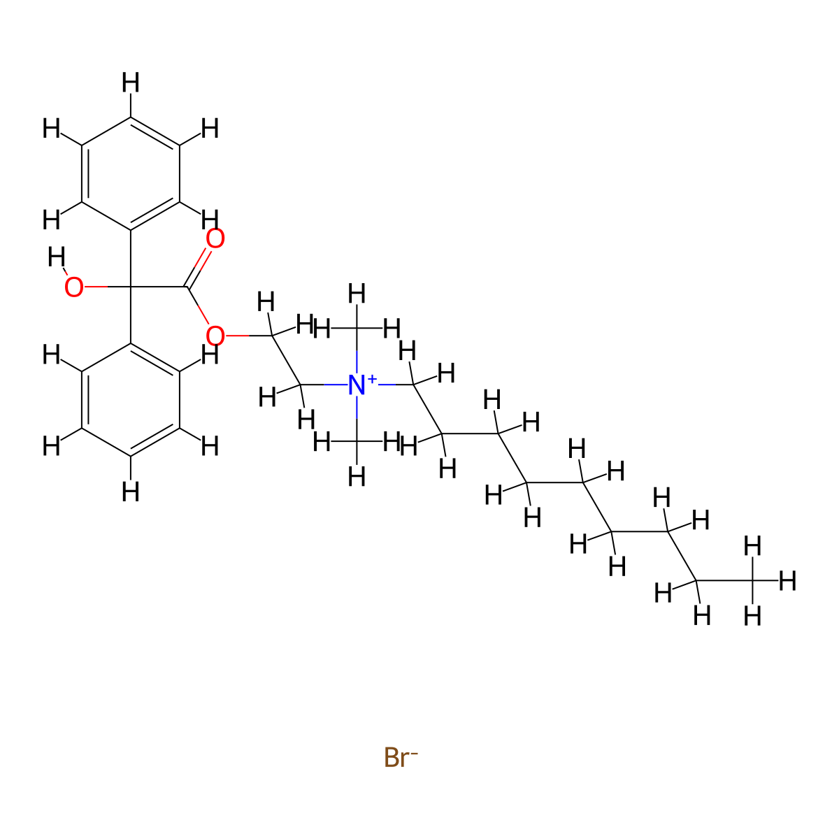 Ammonium, dimethyl(2-hydroxyethyl)nonyl-, bromide, benzilate molecular structure, CAS 56927-40-3