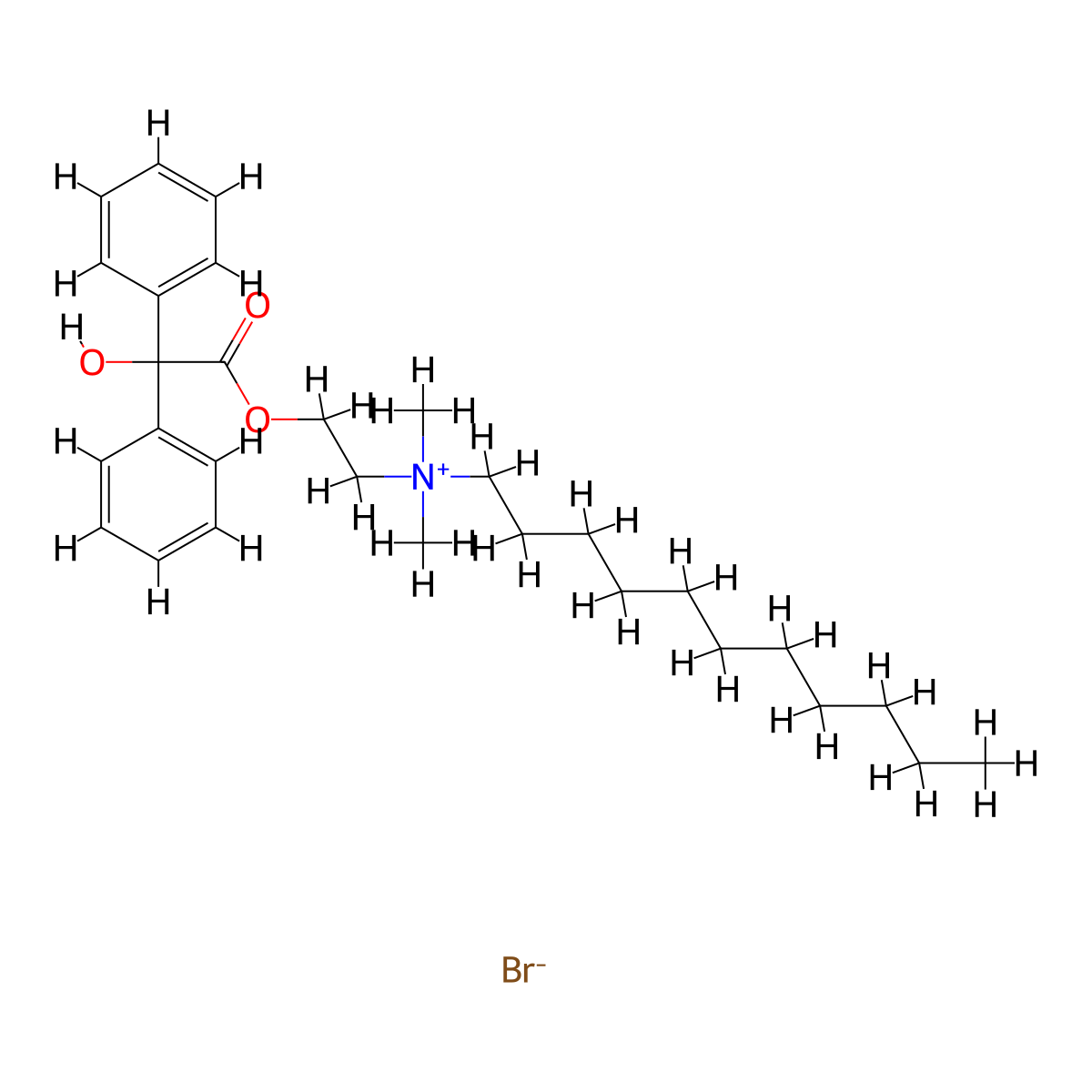 Ammonium, dimethyl(2-hydroxyethyl)undecyl-, bromide, benzilate molecular structure, CAS 56927-41-4