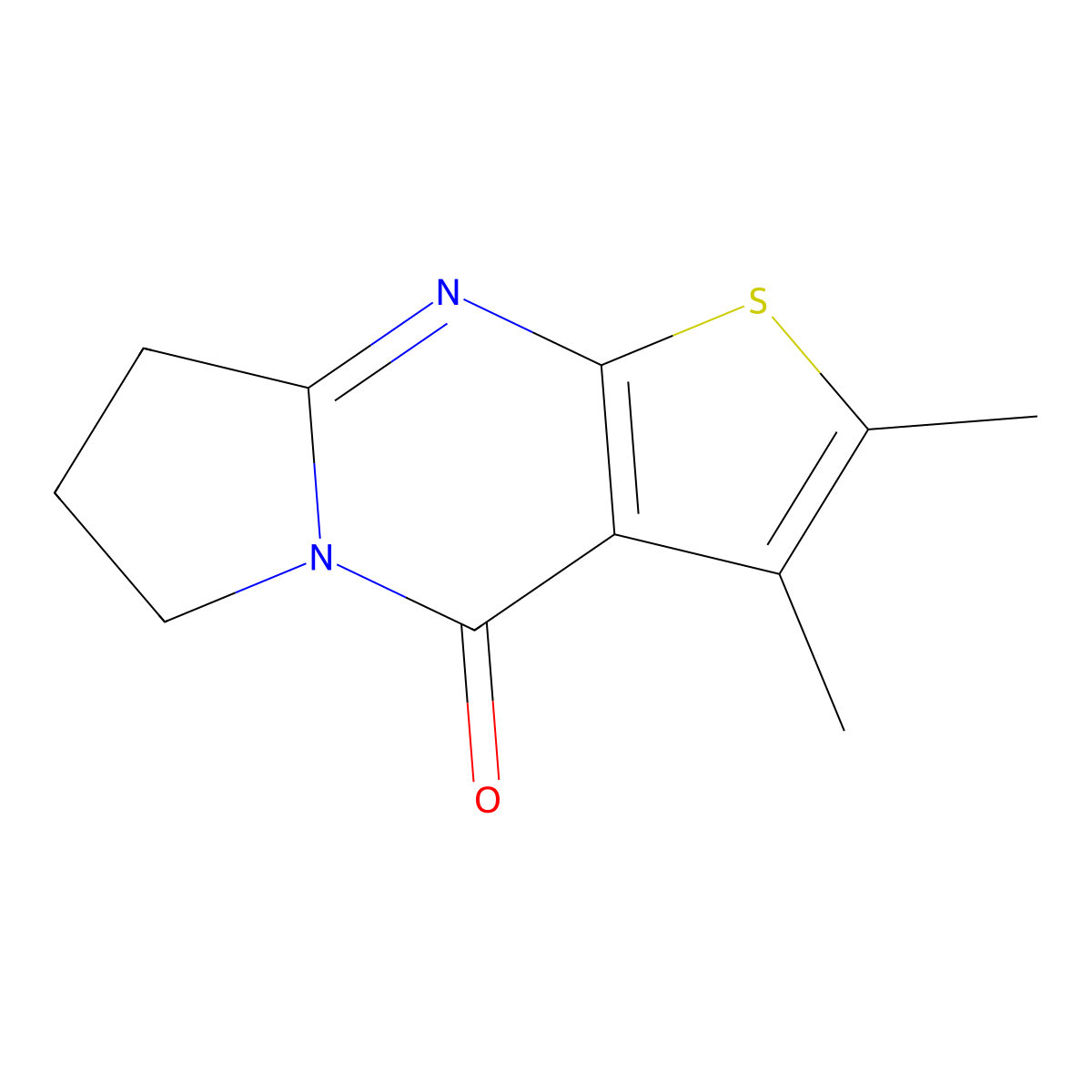 2,3-Dimethyl-7,8-dihydropyrrolo[1,2-a]thieno[2,3-d]pyrimidin-4(6H)-one molecular structure, CAS 56929-61-4
