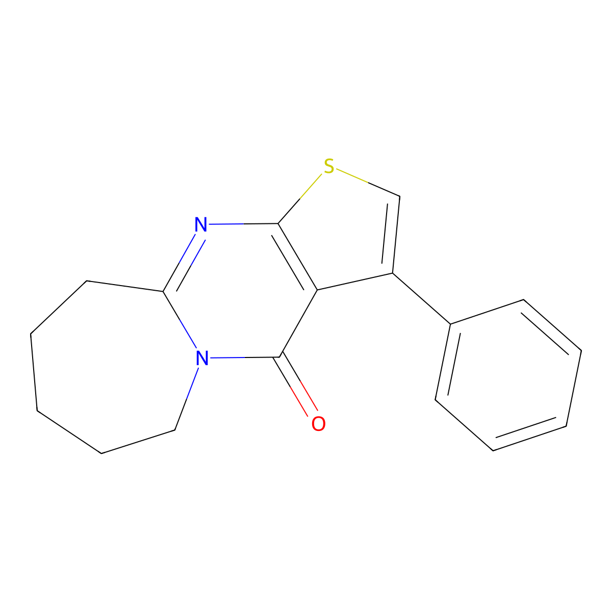 3-Phenyl-7,8,9,10-tetrahydrothieno[2',3':4,5]pyrimido[1,2-a]azepin-4(6H)-one molecular structure, CAS 56929-66-9