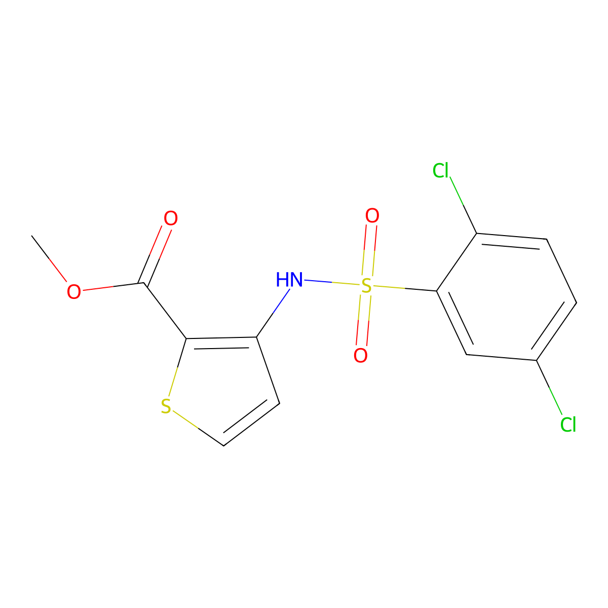Methyl 3-[(2,5-dichlorophenyl)sulfonylamino]thiophene-2-carboxylate molecular structure, CAS 5693-34-5