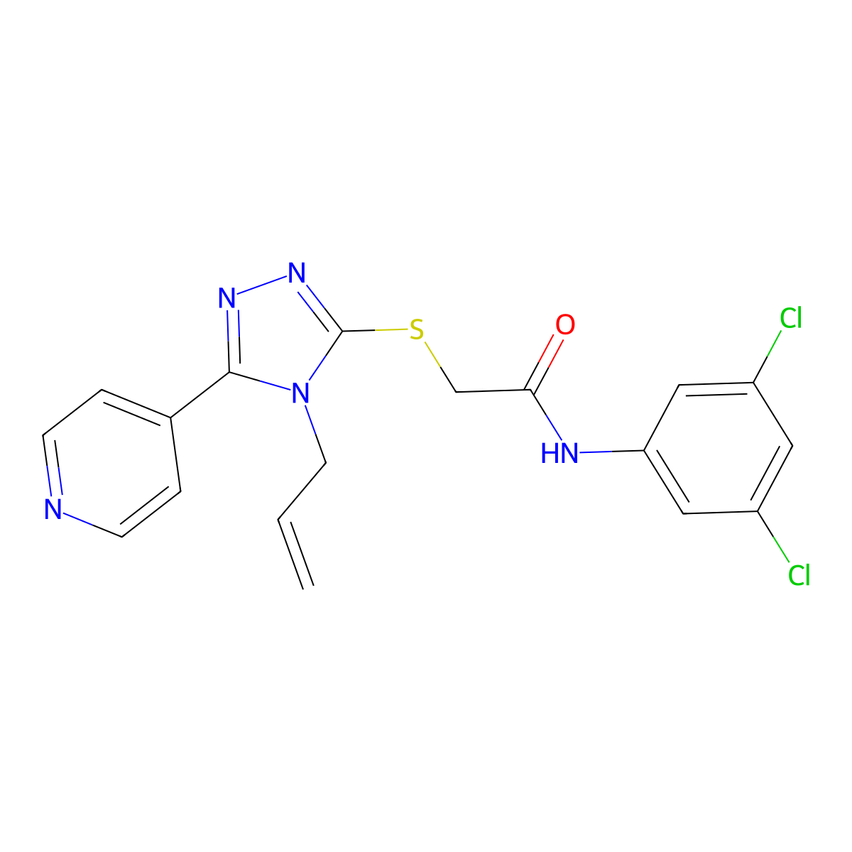 N-(3,5-dichlorophenyl)-2-{[4-(prop-2-en-1-yl)-5-(pyridin-4-yl)-4H-1,2,4-triazol-3-yl]sulfanyl}acetamide molecular structure, CAS 569324-27-2