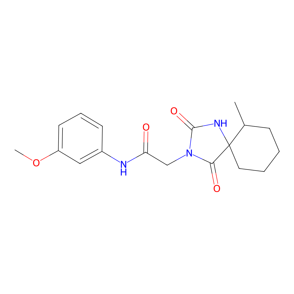 N-(3-methoxyphenyl)-2-{6-methyl-2,4-dioxo-1,3-diazaspiro[4.5]decan-3-yl}acetamide molecular structure, CAS 569325-35-5