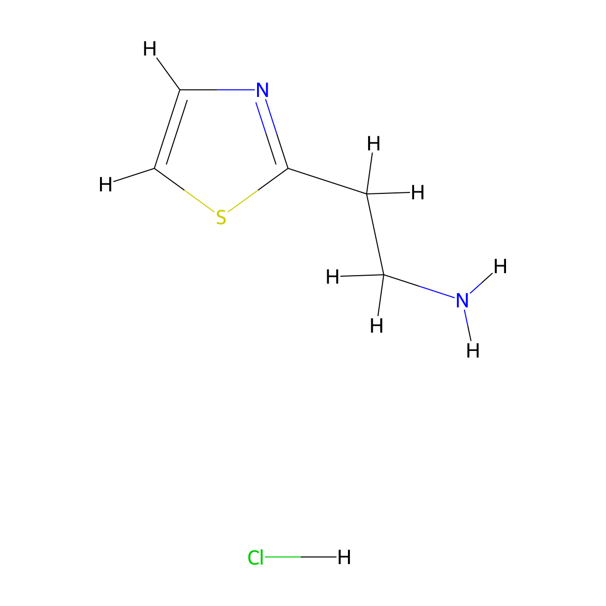 2-(1,3-Thiazol-2-yl)ethan-1-amine--hydrogen chloride (1/1) molecular structure, CAS 56933-57-4