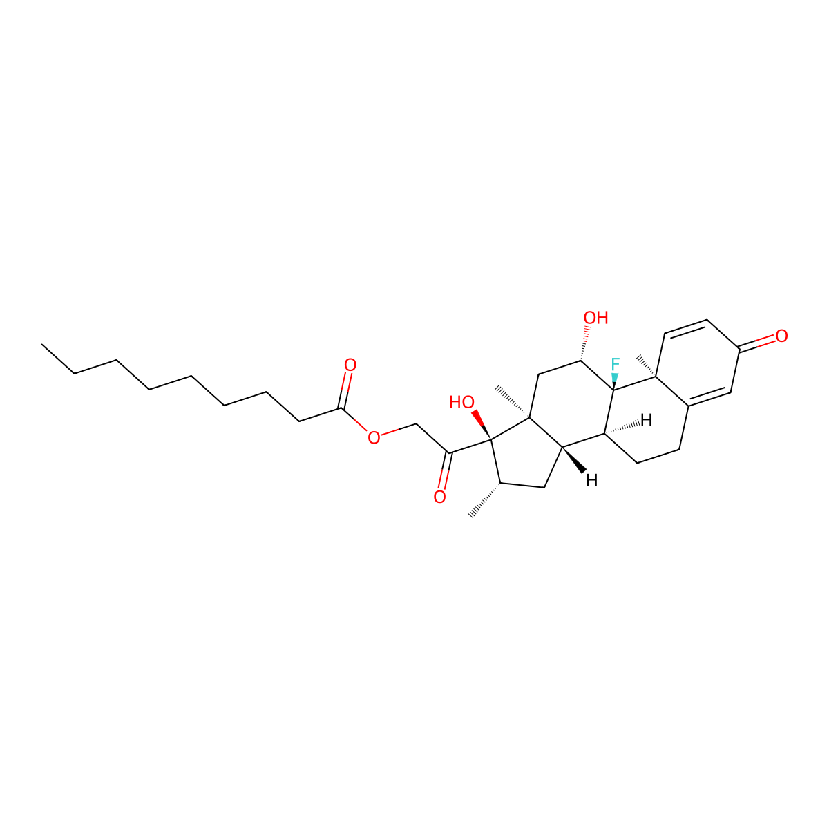9-Fluoro-11beta,17,21-trihydroxy-16beta-methylpregna-1,4-diene-3,20-dione 21-nonanoate molecular structure, CAS 56933-62-1
