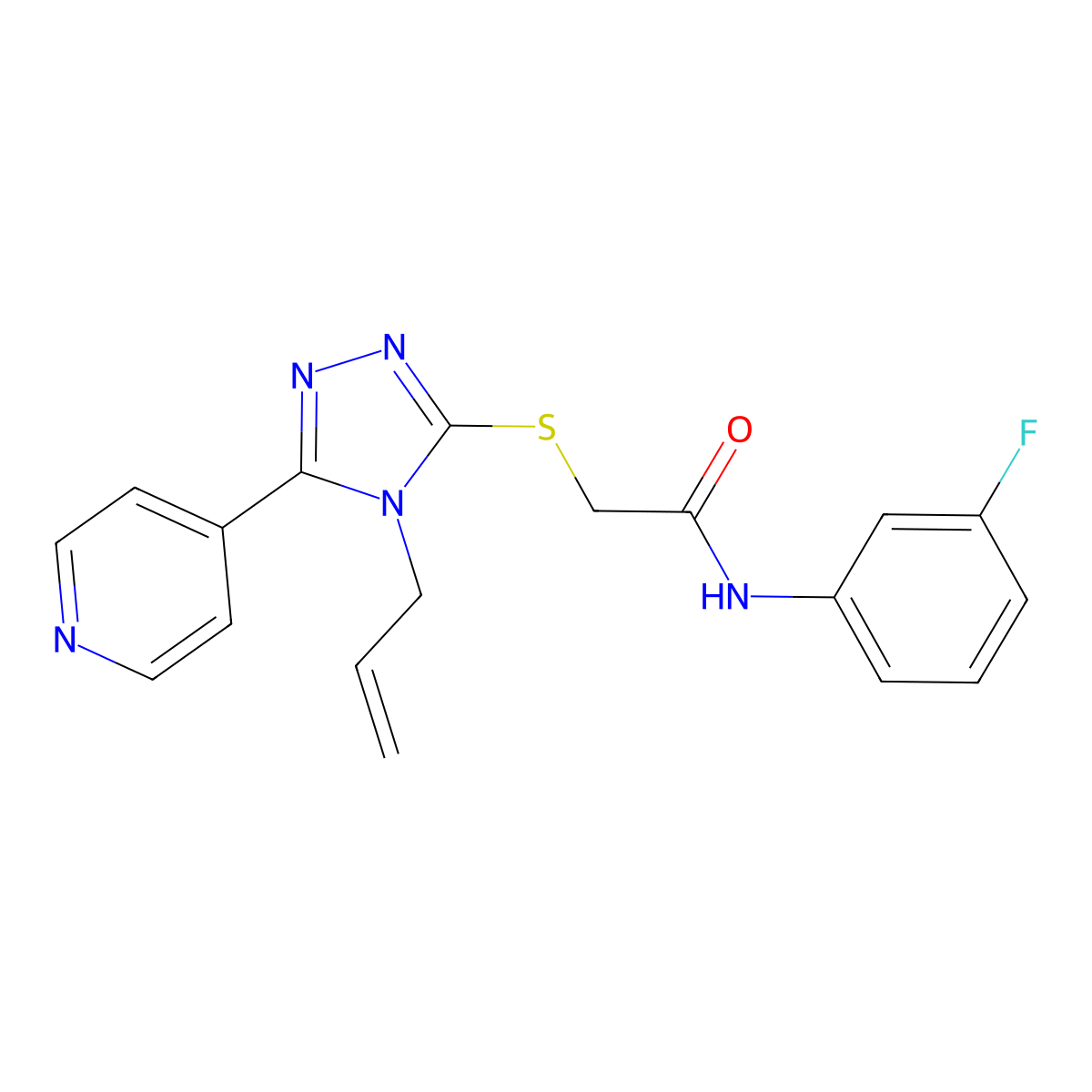 N-(3-fluorophenyl)-2-{[4-(prop-2-en-1-yl)-5-(pyridin-4-yl)-4H-1,2,4-triazol-3-yl]sulfanyl}acetamide molecular structure, CAS 569335-72-4