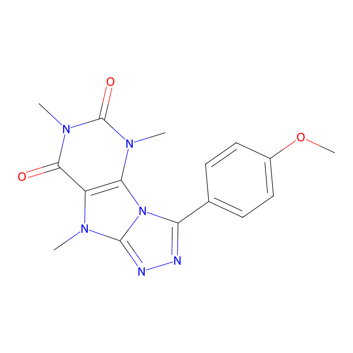 3-(4-methoxyphenyl)-5,7,9-trimethyl-5H-[1,2,4]triazolo[4,3-e]purine-6,8(7H,9H)-dione molecular structure, CAS 569336-53-4