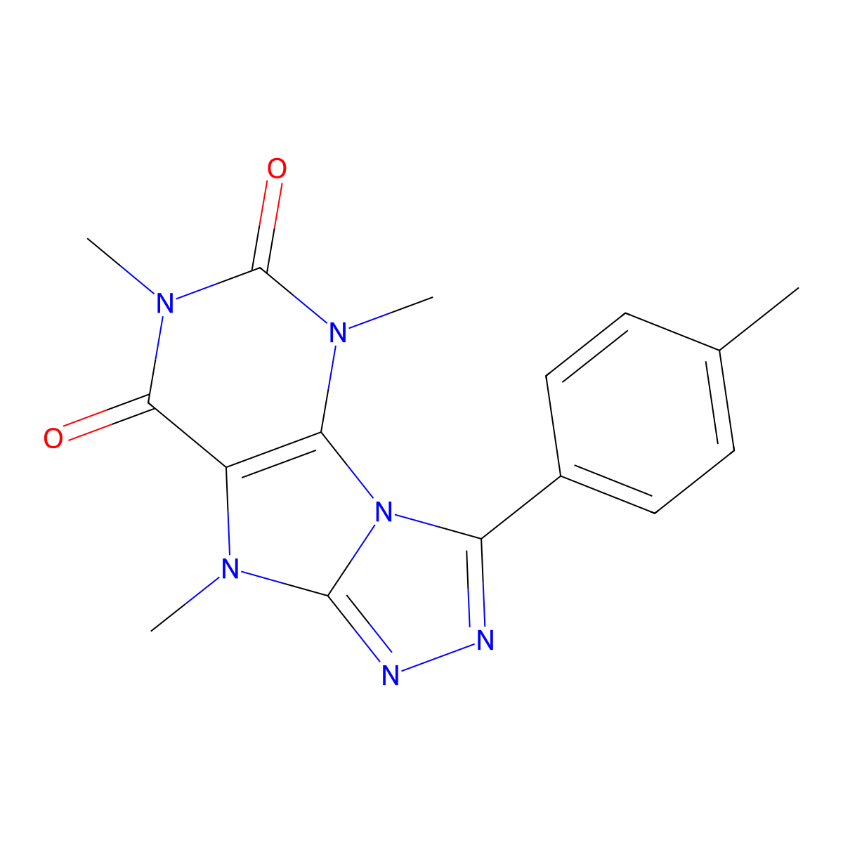 1,3,5-Trimethyl-8-(4-methylphenyl)purino[8,9-c][1,2,4]triazole-2,4-dione molecular structure, CAS 569336-56-7