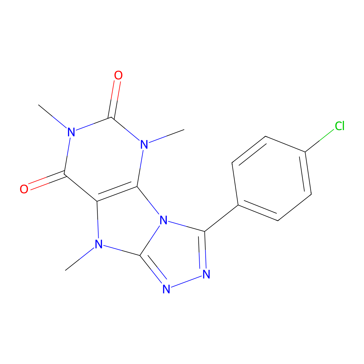8-(4-Chlorophenyl)-1,3,5-trimethylpurino[8,9-c][1,2,4]triazole-2,4-dione molecular structure, CAS 569336-58-9