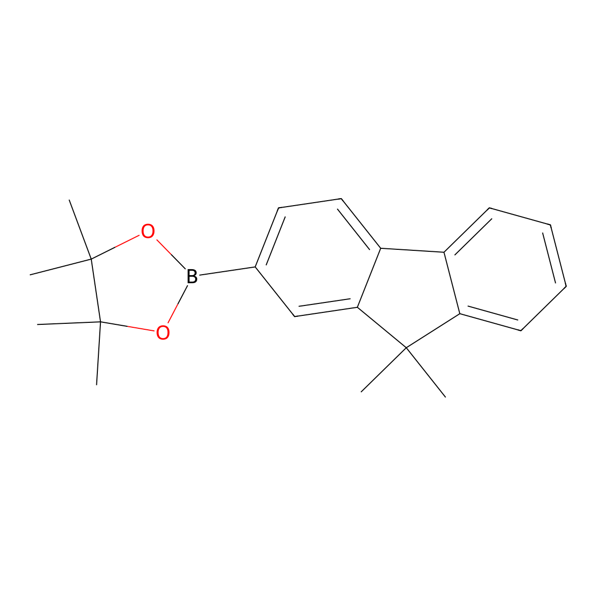 2-(9,9-Dimethyl-9H-fluoren-2-yl)-4,4,5,5-tetramethyl-1,3,2-dioxaborolane molecular structure, CAS 569343-09-5