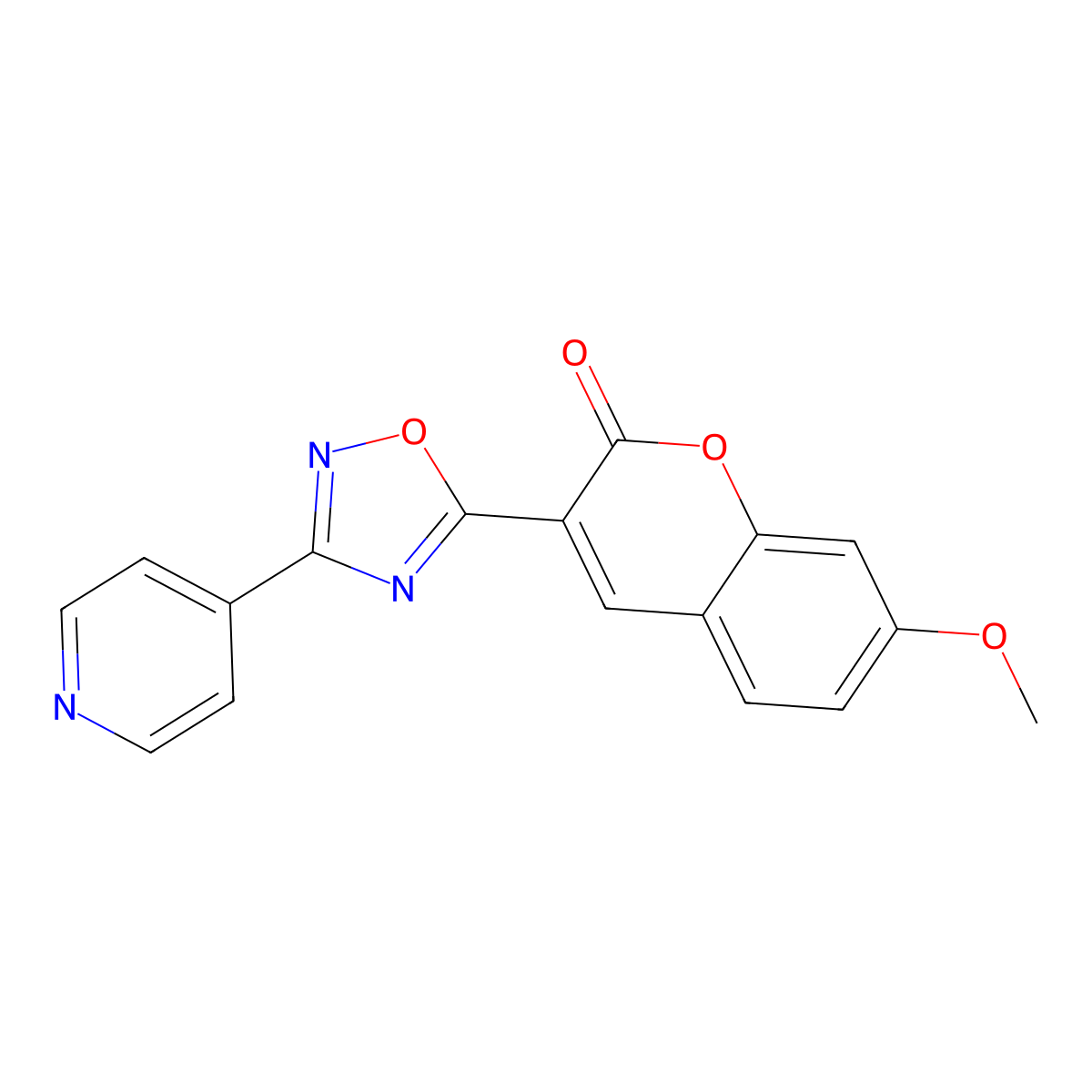 7-methoxy-3-(3-(pyridin-4-yl)-1,2,4-oxadiazol-5-yl)-2H-chromen-2-one molecular structure, CAS 56935-62-7