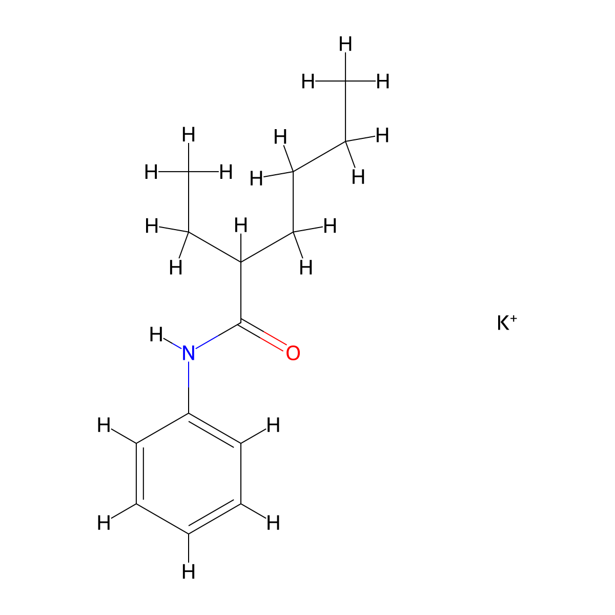 Hexanamide, 2-ethyl-N-phenyl-, potassium salt (1:1) molecular structure, CAS 56935-95-6