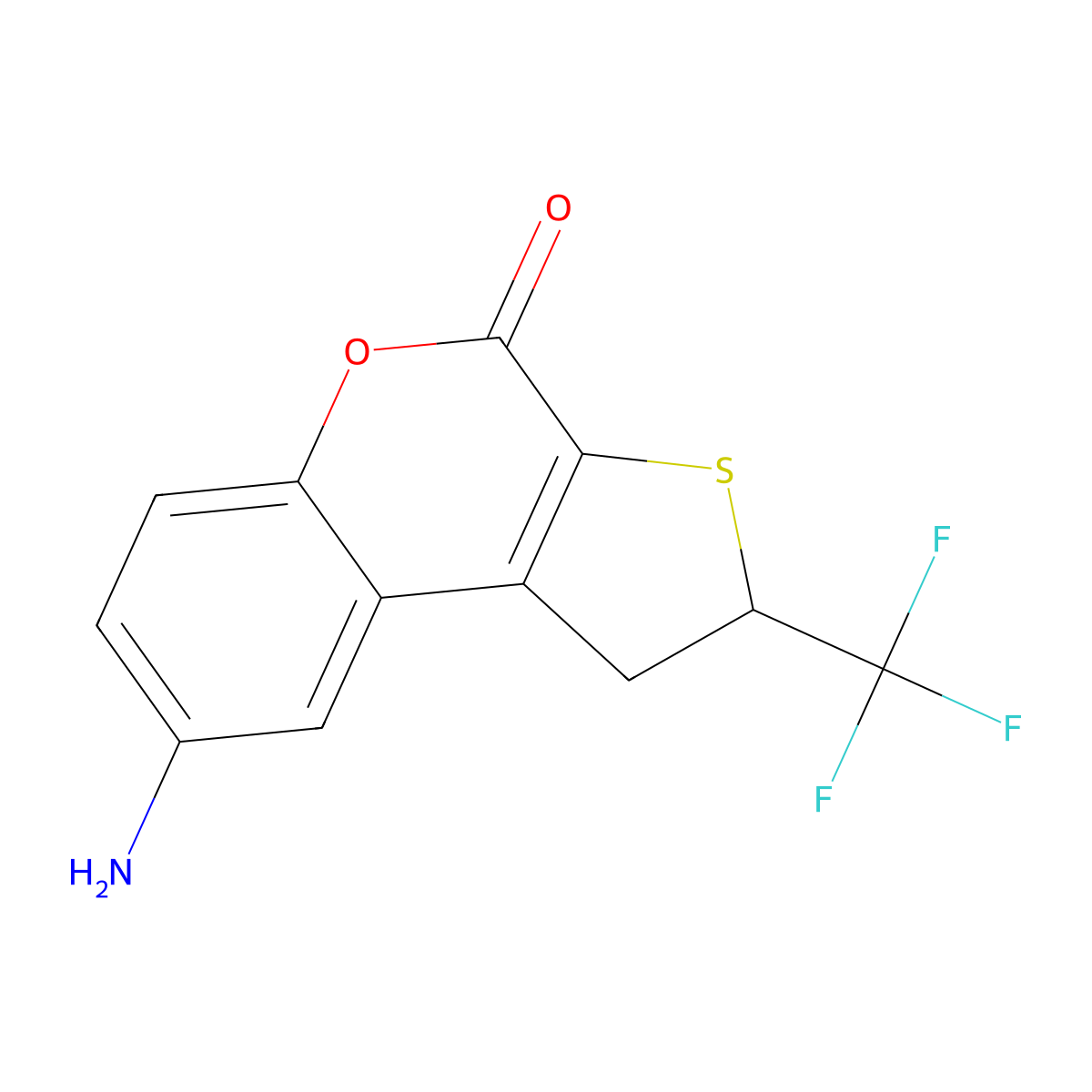 8-amino-2-(trifluoromethyl)-1,2-dihydro-4H-thieno[2,3-c]chromen-4-one molecular structure, CAS 569353-07-7