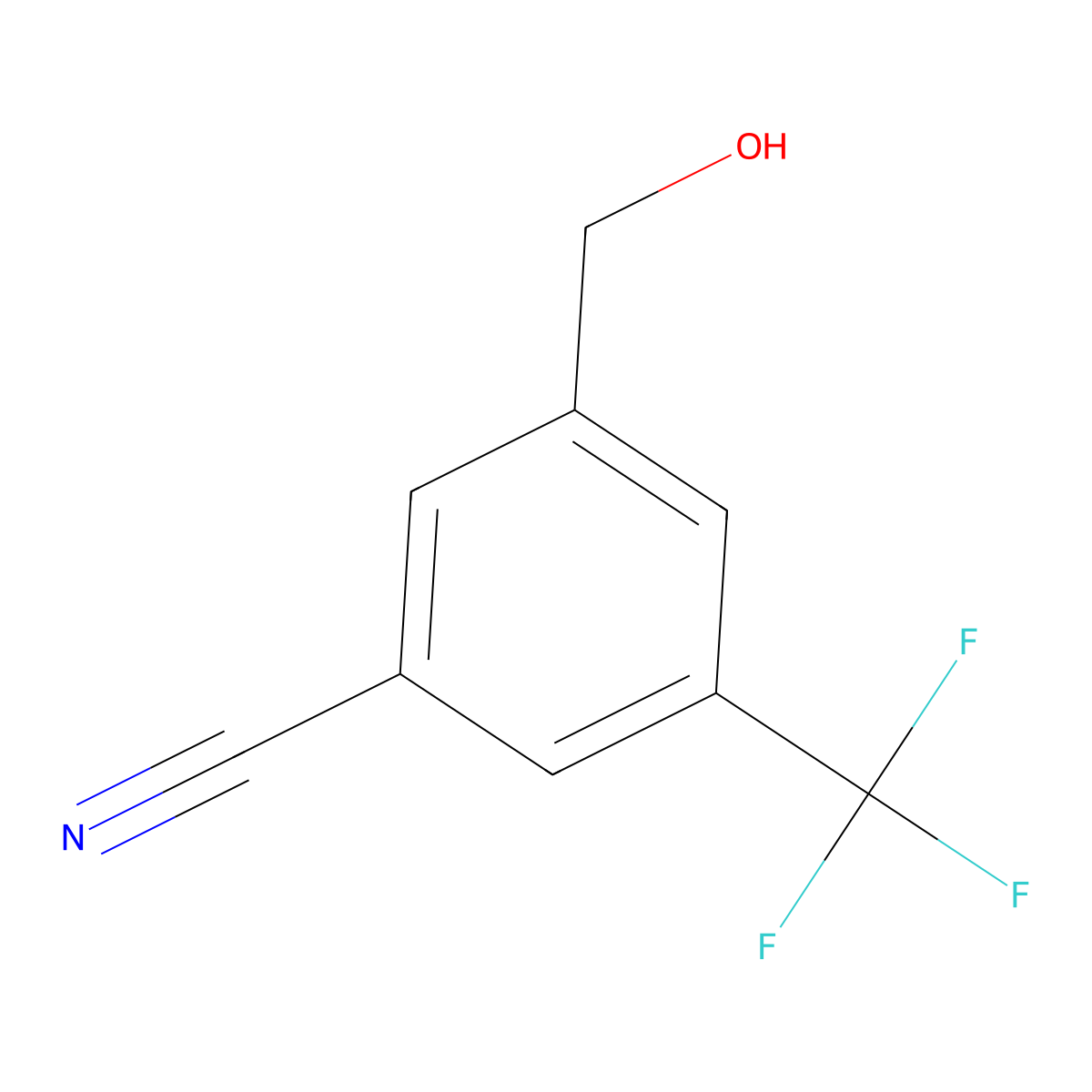 3-(Hydroxymethyl)-5-(trifluoromethyl)benzonitrile molecular structure, CAS 569370-38-3