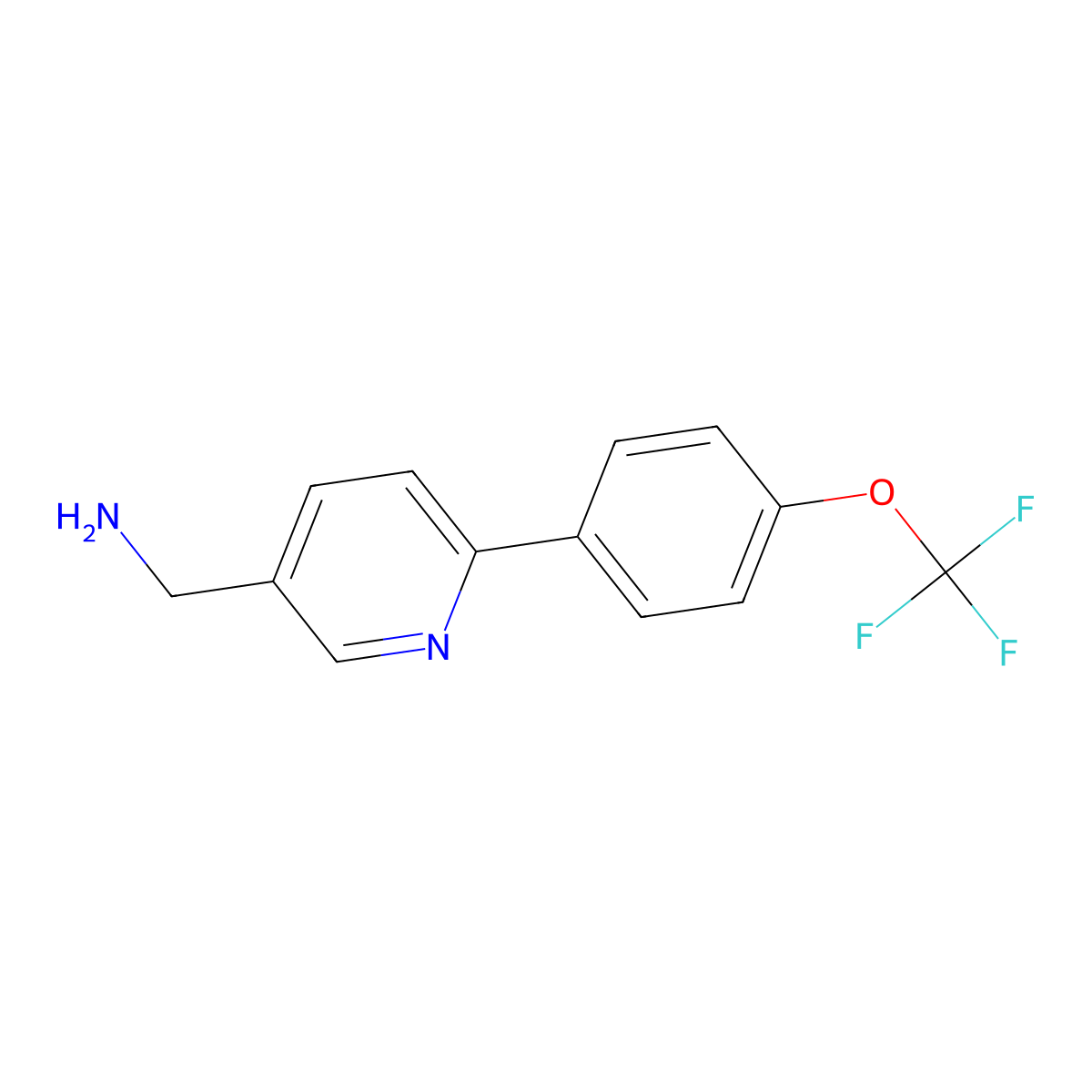 (6-(4-(Trifluoromethoxy)phenyl)pyridin-3-yl)methanamine molecular structure, CAS 569372-21-0