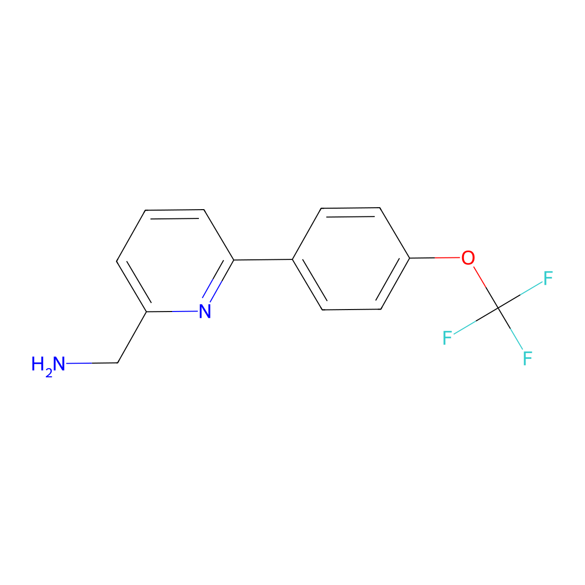 {6-[4-(Trifluoromethoxy)phenyl]pyridin-2-yl}methanamine molecular structure, CAS 569372-24-3
