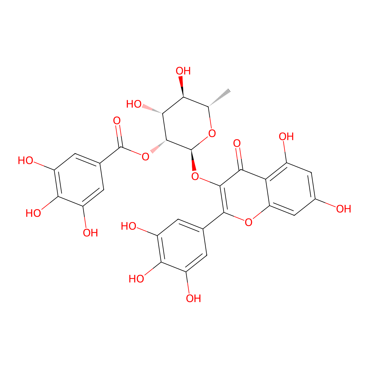 ((2S,3R,4R,5R,6S)-2-(5,7-dihydroxy-4-oxo-2-(3,4,5-trihydroxyphenyl)chromen-3-yl)oxy-4,5-dihydroxy-6-methyloxan-3-yl) 3,4,5-trihydroxybenzoate molecular structure, CAS 56939-52-7