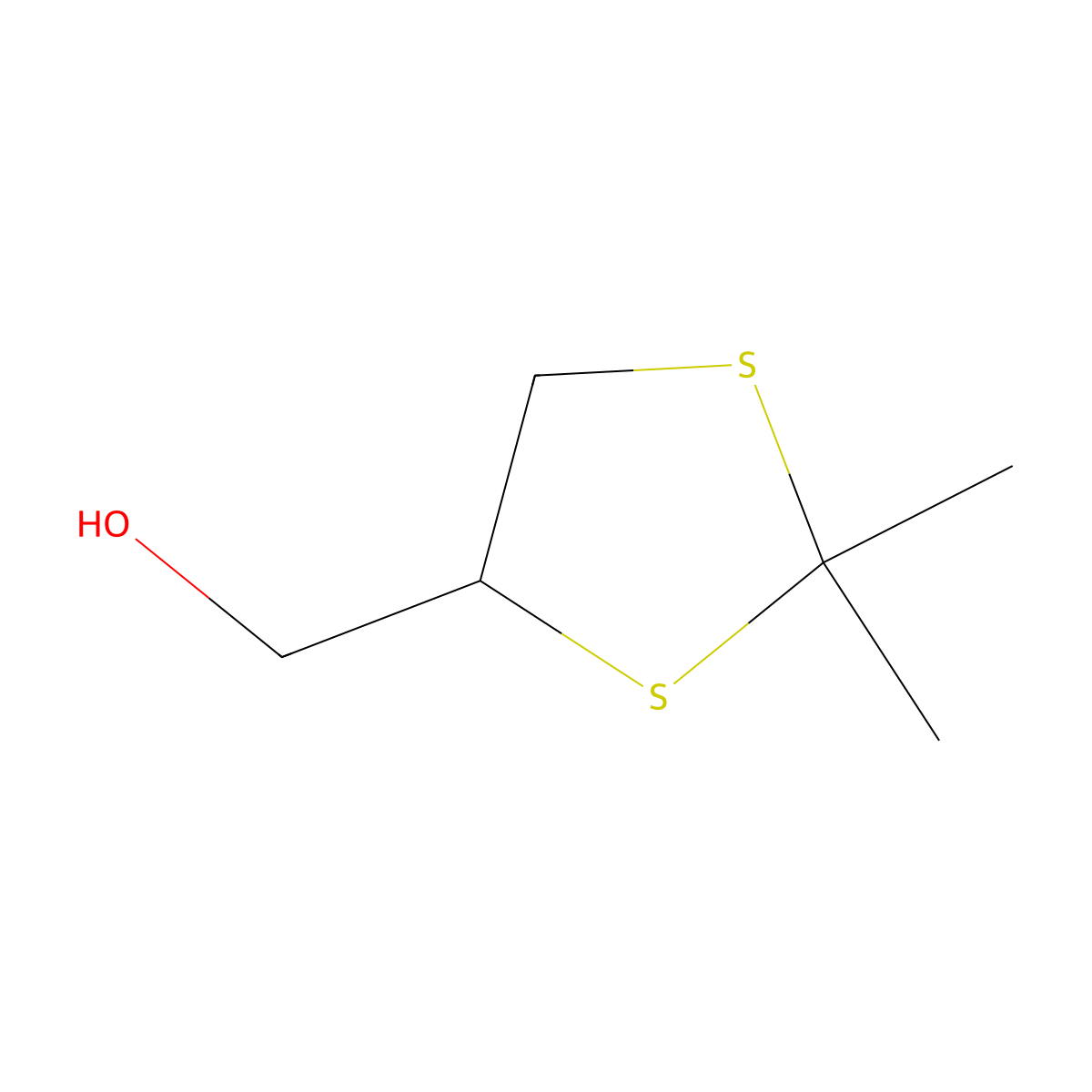 (2,2-Dimethyl-1,3-dithiolan-4-yl)methanol molecular structure, CAS 5694-47-3