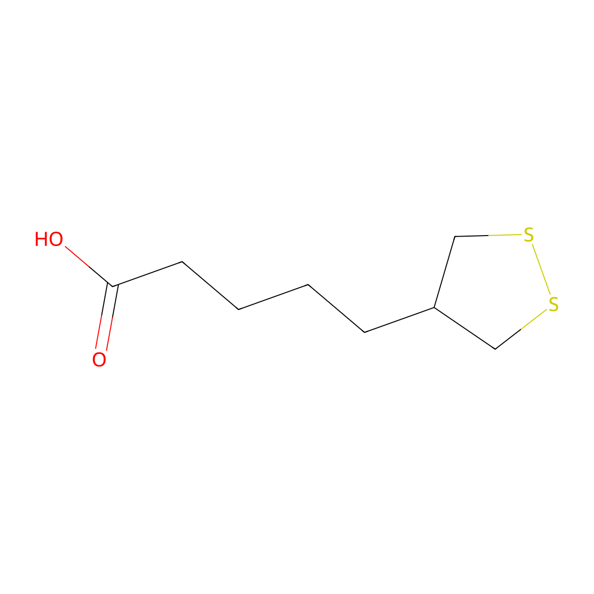 5-(1,2-Dithiolan-4-yl)pentanoic acid molecular structure, CAS 5694-54-2