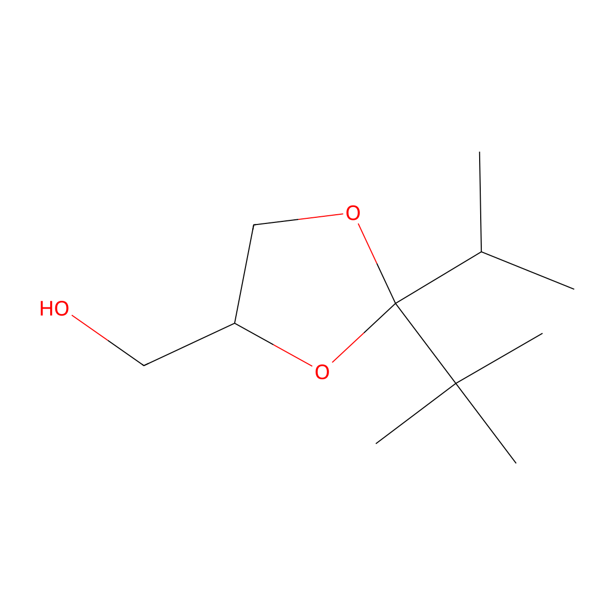 1,3-Dioxolane-4-methanol, 2-t-butyl-2-isopropyl- molecular structure, CAS 5694-75-7