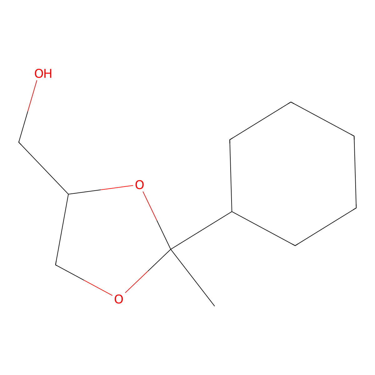 2-Cyclohexyl-2-methyl-1,3-dioxolane-4-methanol molecular structure, CAS 5694-77-9