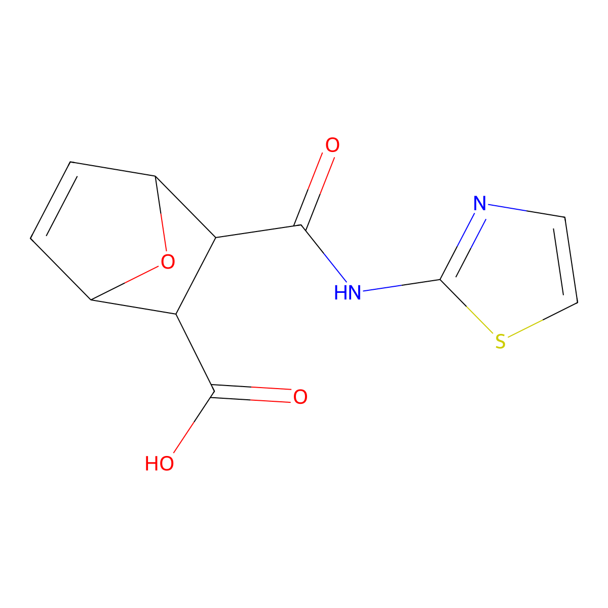 3-(1,3-Thiazol-2-ylcarbamoyl)-7-oxabicyclo[2.2.1]hept-5-ene-2-carboxylic acid molecular structure, CAS 5694-84-8