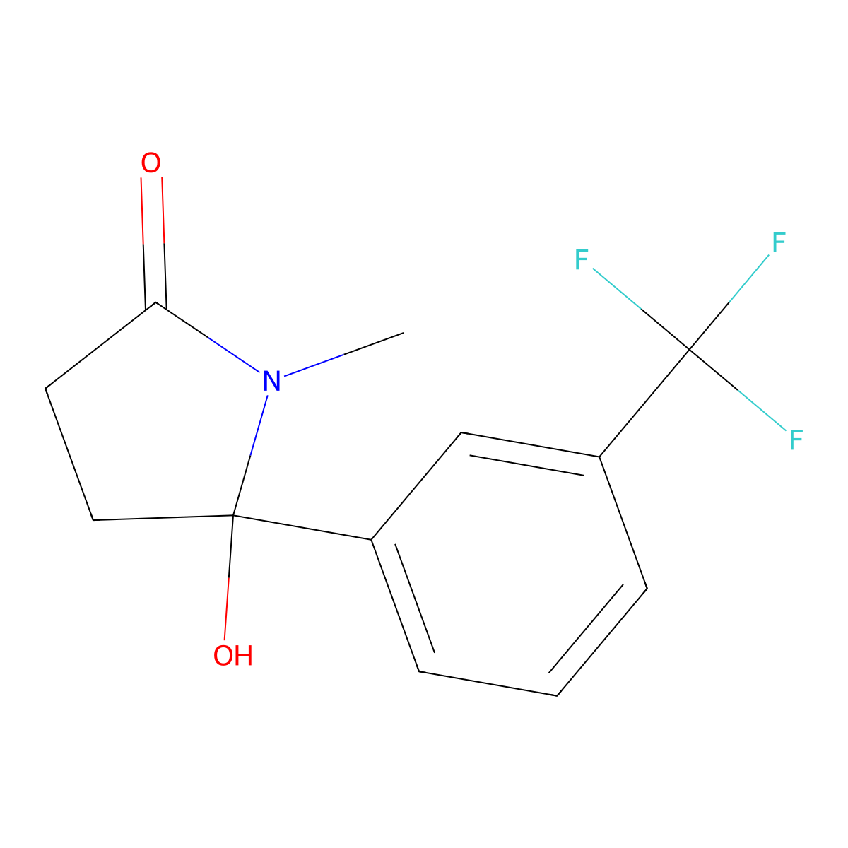 2-Pyrrolidinone, 5-hydroxy-1-methyl-5-(3-(trifluoromethyl)phenyl)- molecular structure, CAS 56948-73-3