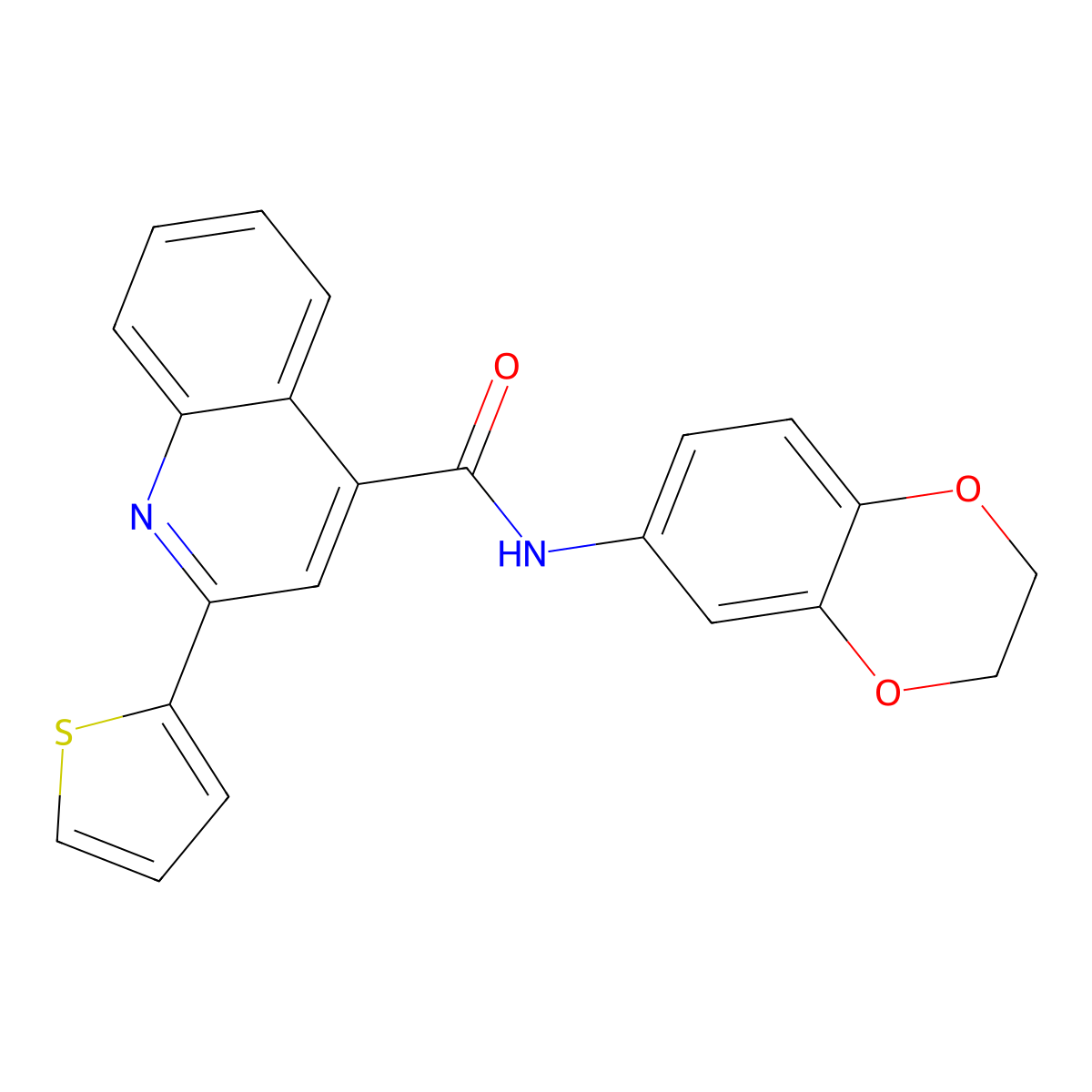 N-(2,3-dihydro-1,4-benzodioxin-6-yl)-2-(thiophen-2-yl)quinoline-4-carboxamide molecular structure, CAS 5695-29-4