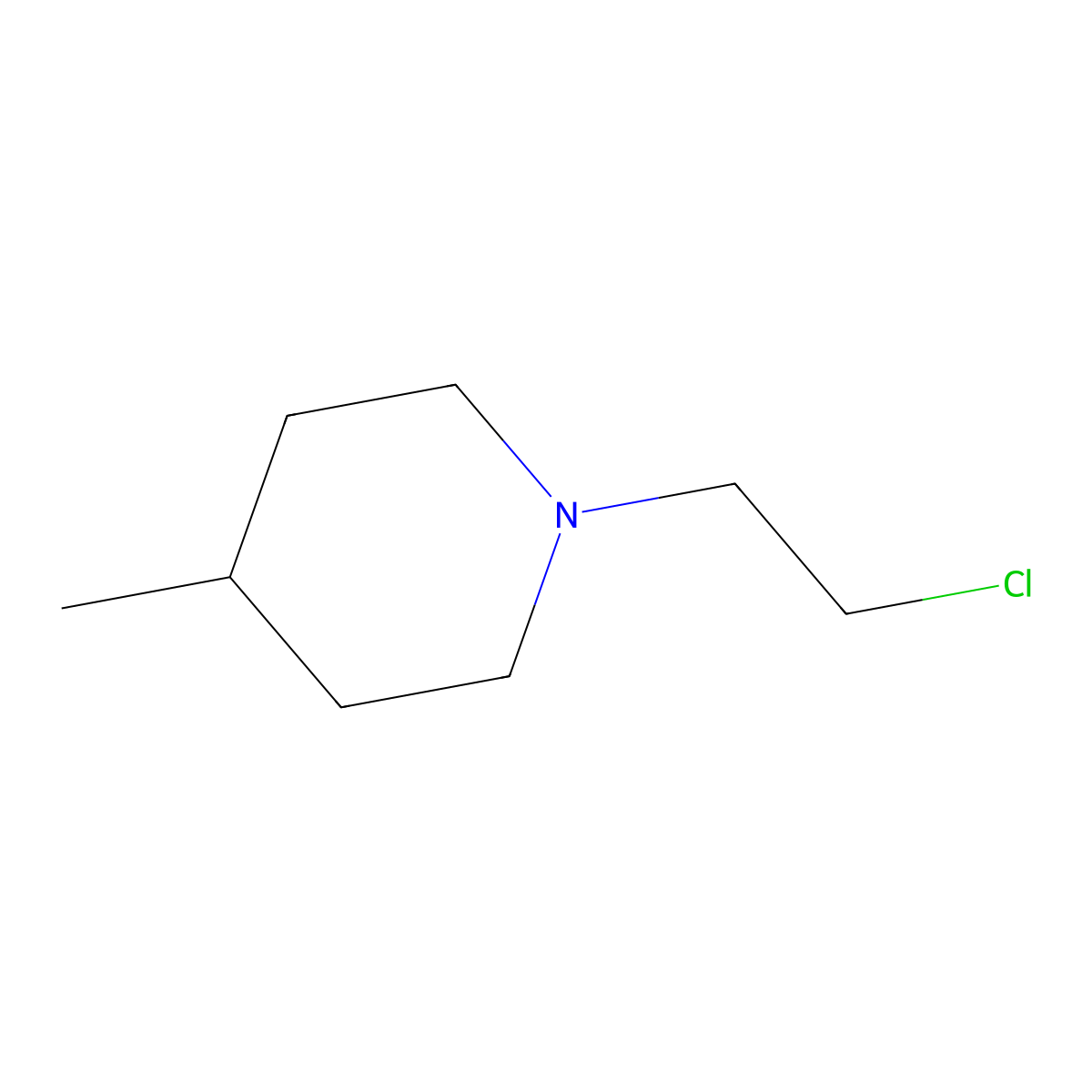 1-(2-Chloroethyl)-4-methylpiperidine molecular structure, CAS 56953-28-7