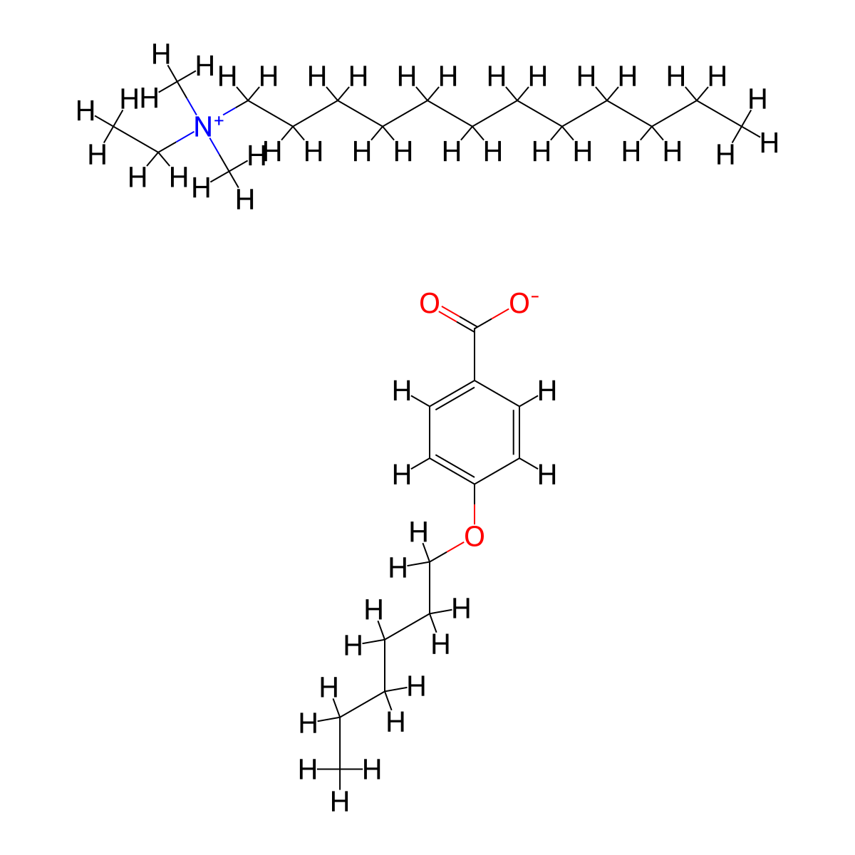1-Dodecanaminium, N-ethyl-N,N-dimethyl-, 4-(hexyloxy)benzoate (1:1) molecular structure, CAS 56955-78-3