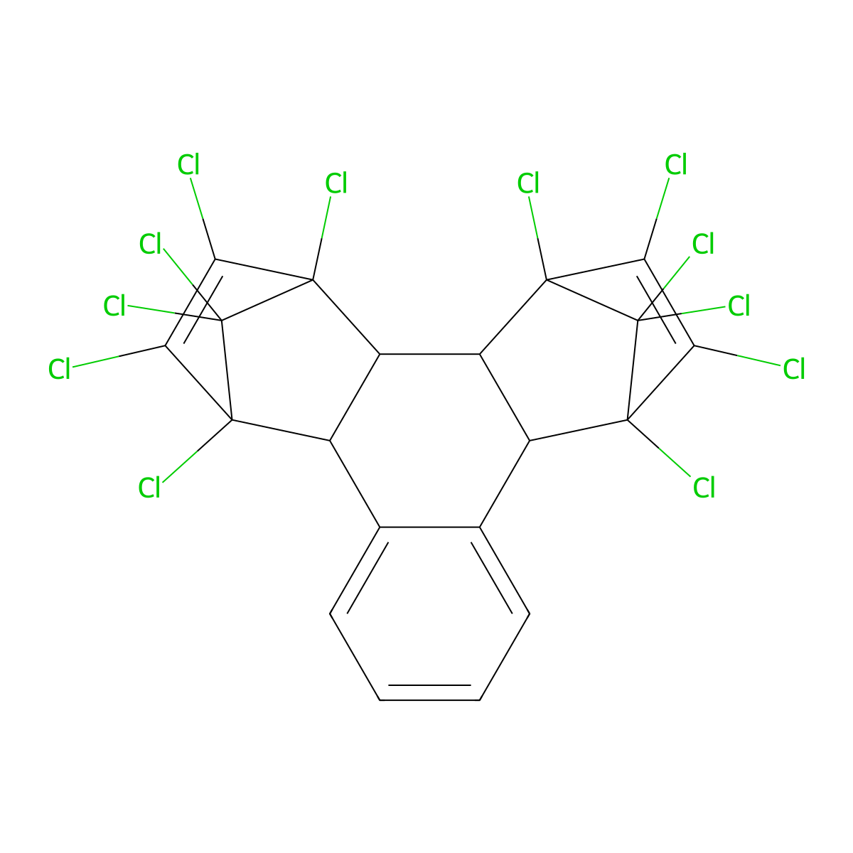 1,2,3,4,5,6,7,8,13,13,14,14-Dodecachloro-1,4,4a,4b,5,8,8a,12b-octahydro-1,4:5,8-dimethanotriphenylene molecular structure, CAS 5696-92-4