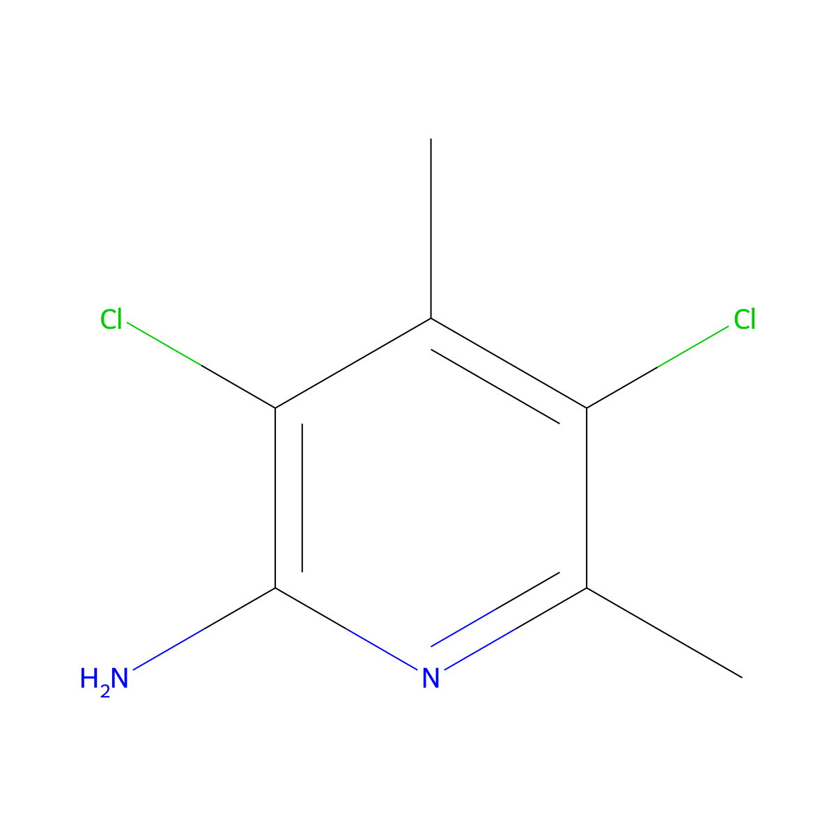 3,5-Dichloro-4,6-dimethylpyridin-2-amine molecular structure, CAS 56960-80-6