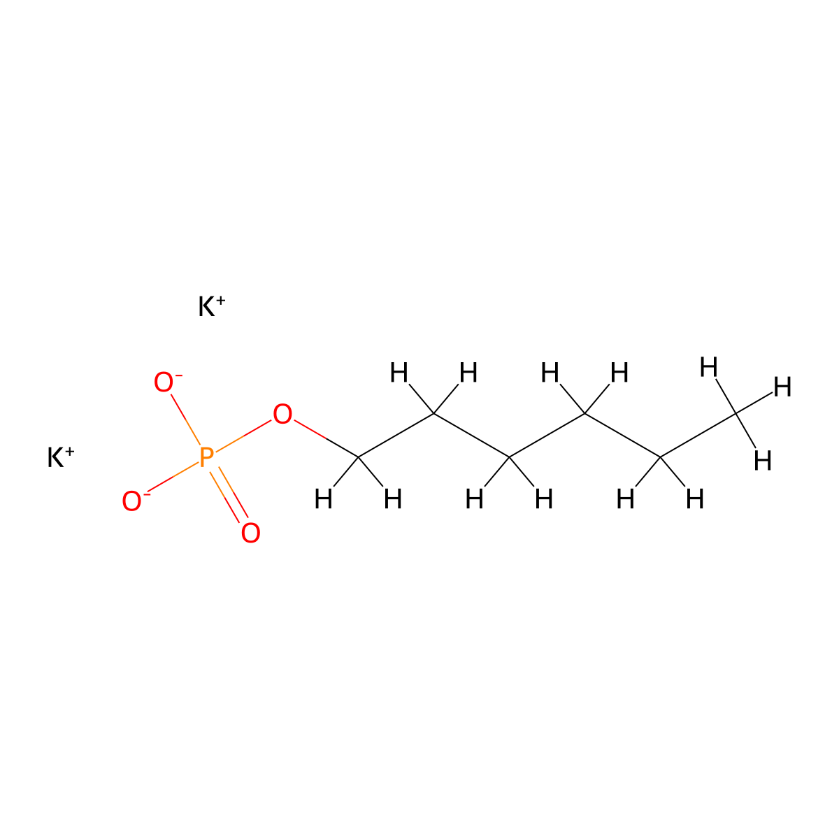 Phosphoric acid, monohexyl ester, potassium salt (1:2) molecular structure, CAS 56960-85-1