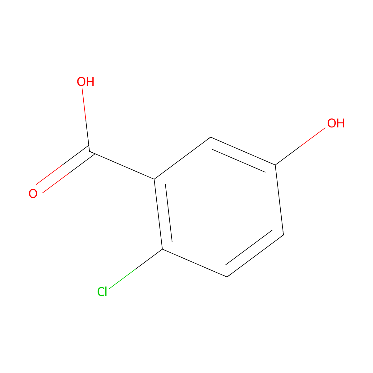 2-Chloro-5-hydroxybenzoic acid molecular structure, CAS 56961-30-9