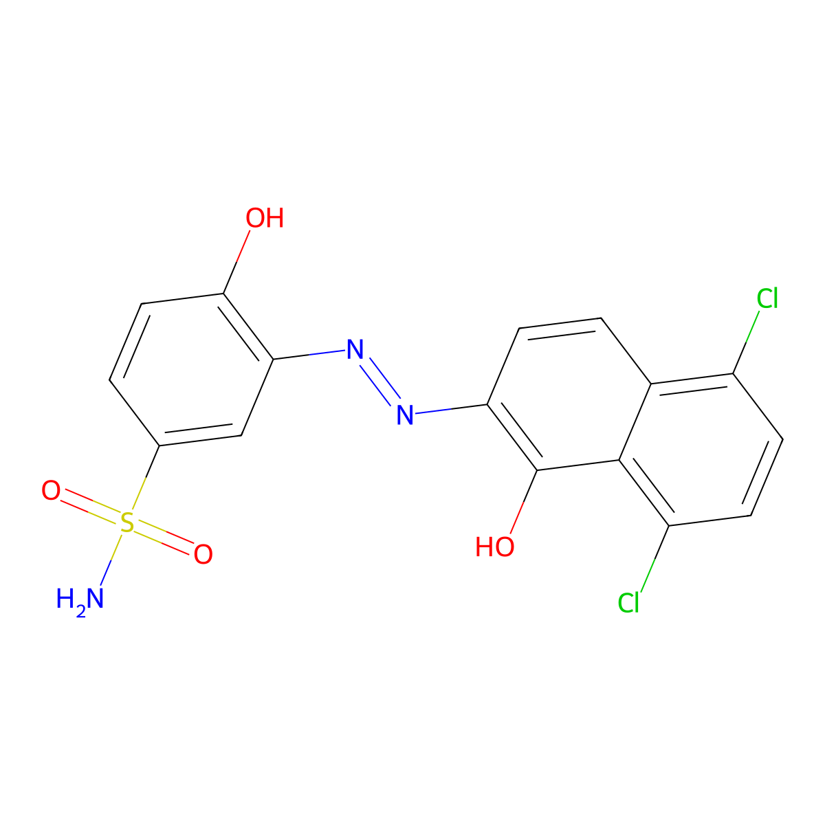 Benzenesulfonamide, 3-(2-(5,8-dichloro-1-hydroxy-2-naphthalenyl)diazenyl)-4-hydroxy- molecular structure, CAS 56961-50-3