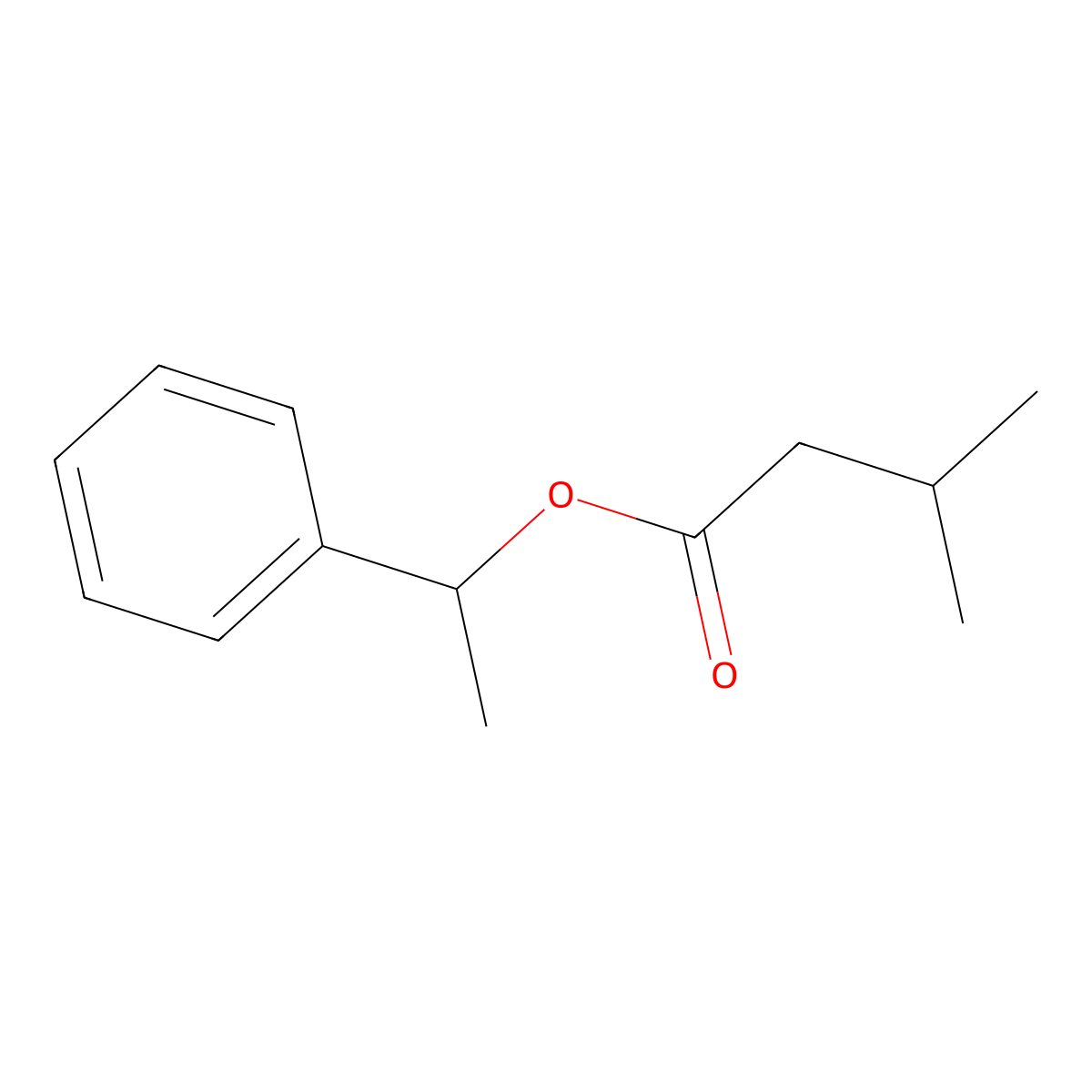 Butanoic acid, 3-methyl-, 1-phenylethyl ester molecular structure, CAS 56961-73-0